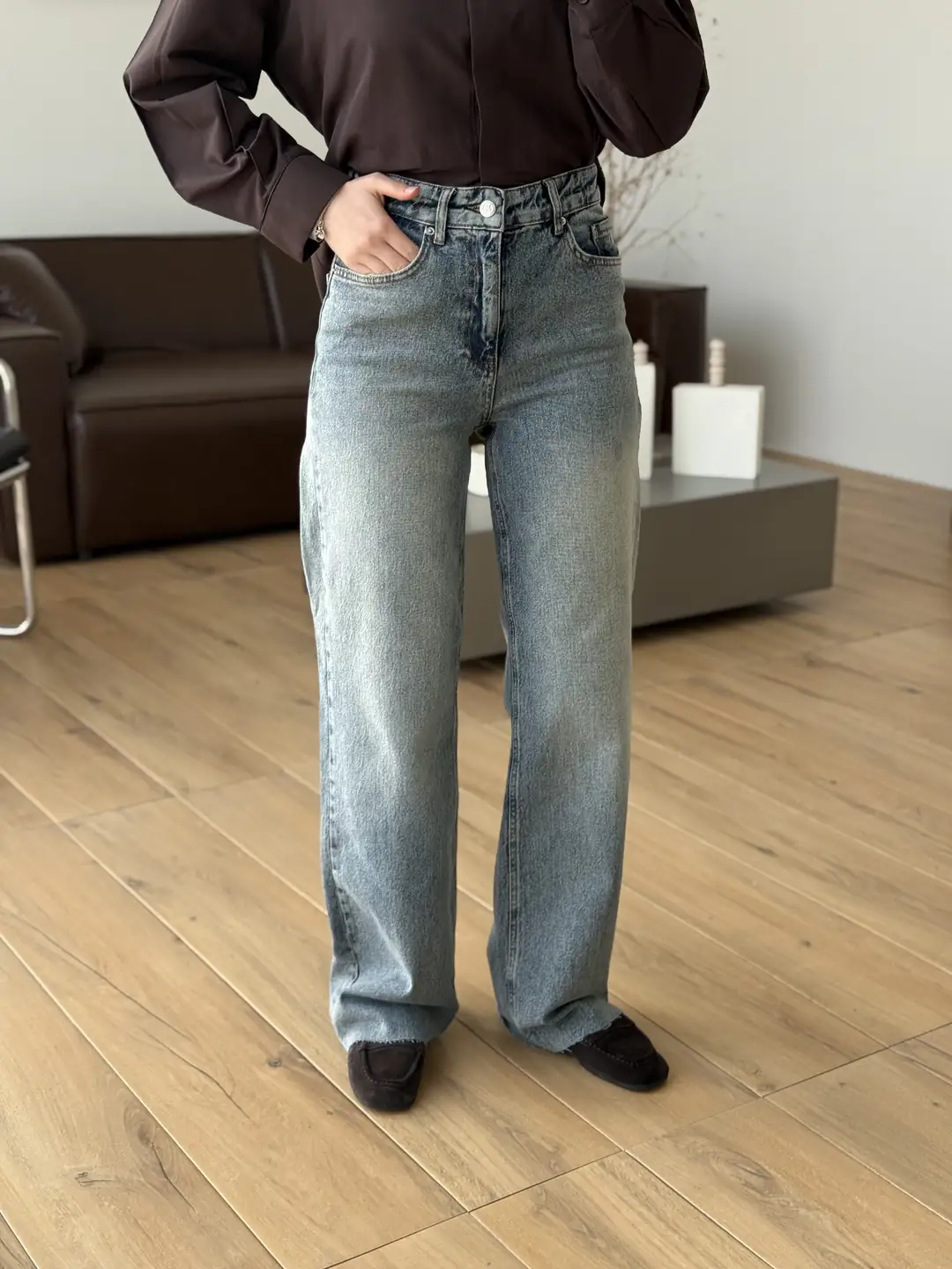 Wide Leg Boru Paça Jean - Görsel 2