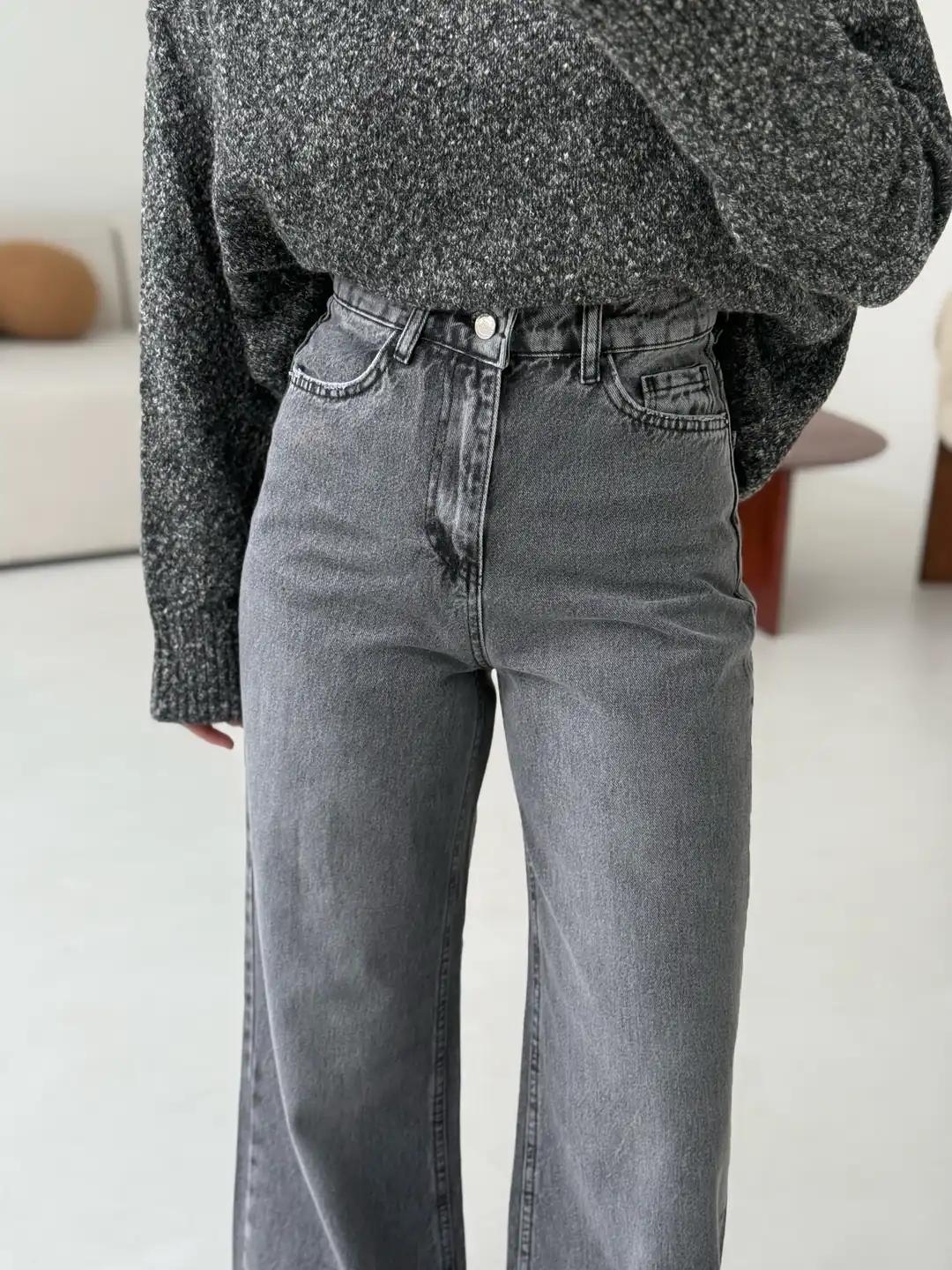 Wide Leg Gri Pantolon - Görsel 2