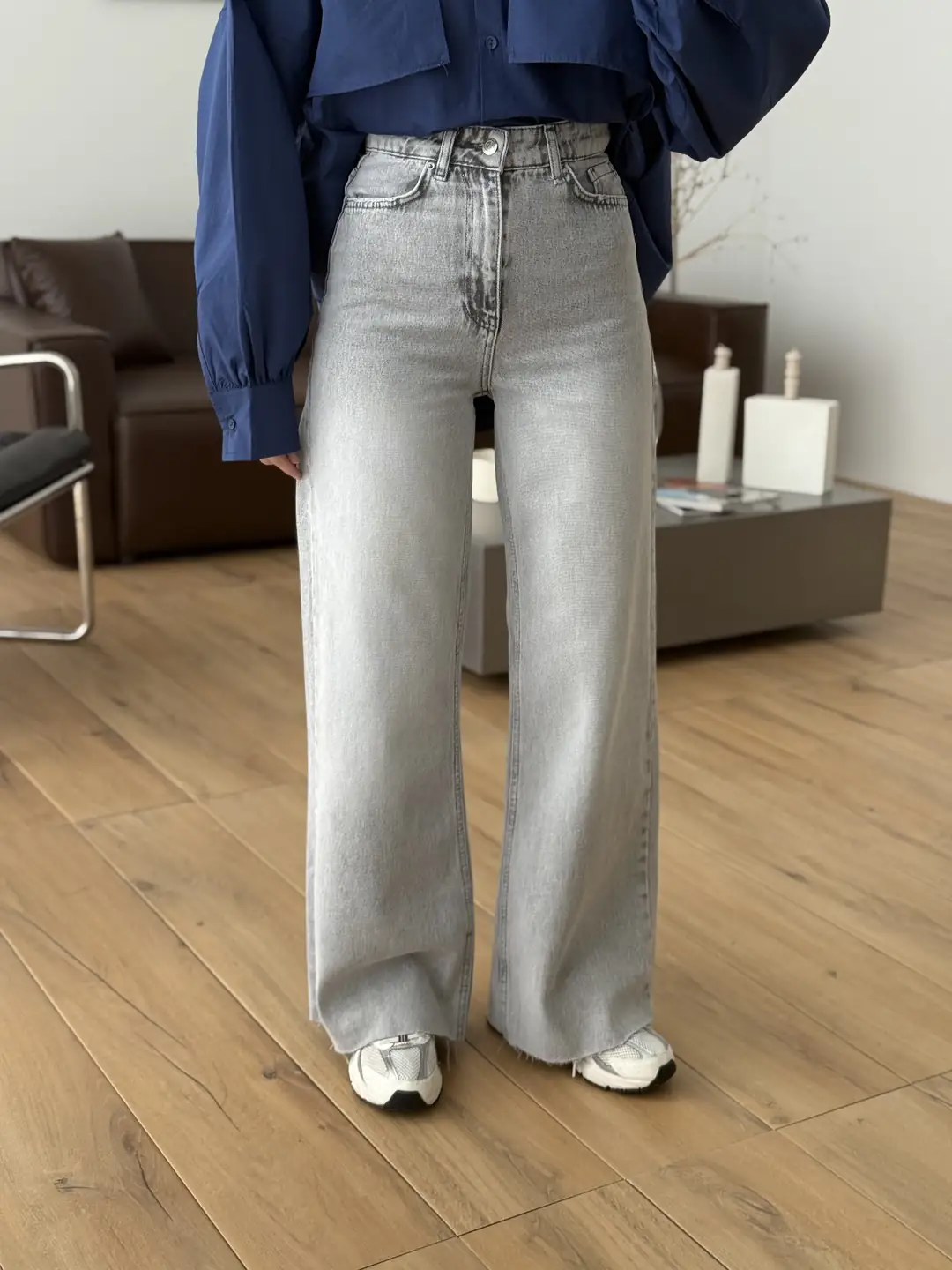 Wide Leg Jean Acık Gri