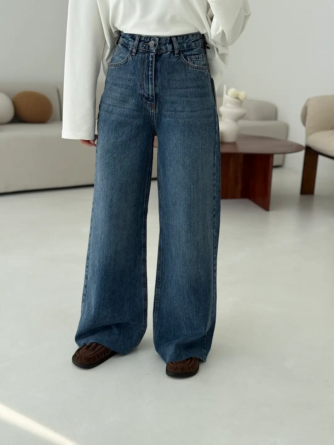 Wide Leg Koyu Mavi Jean - Görsel 3