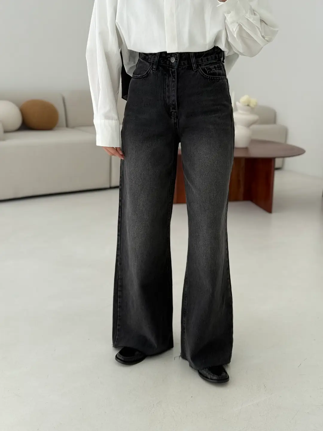 Wide Leg Yıkamalı AntarsitPantolon