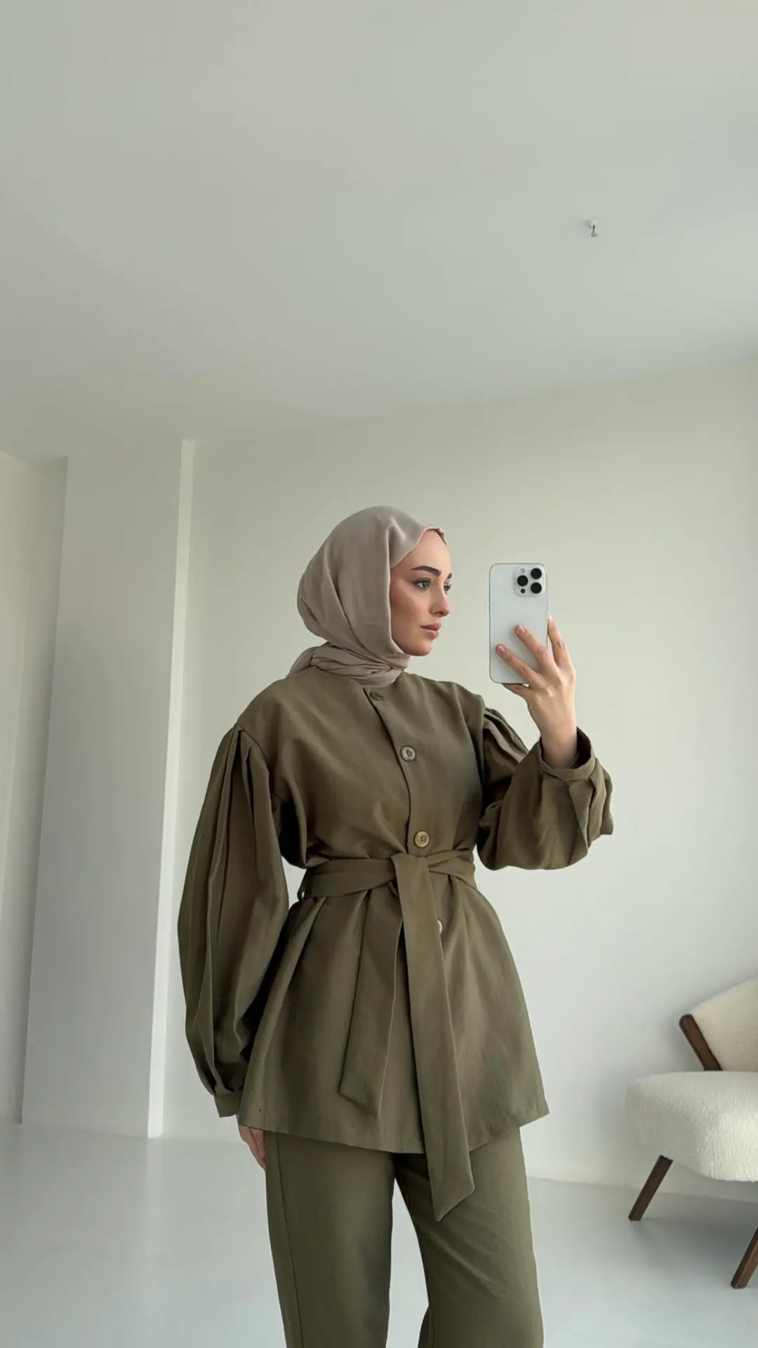 Yağ Yeşili Düğmeli Takım Premium - Görsel 5