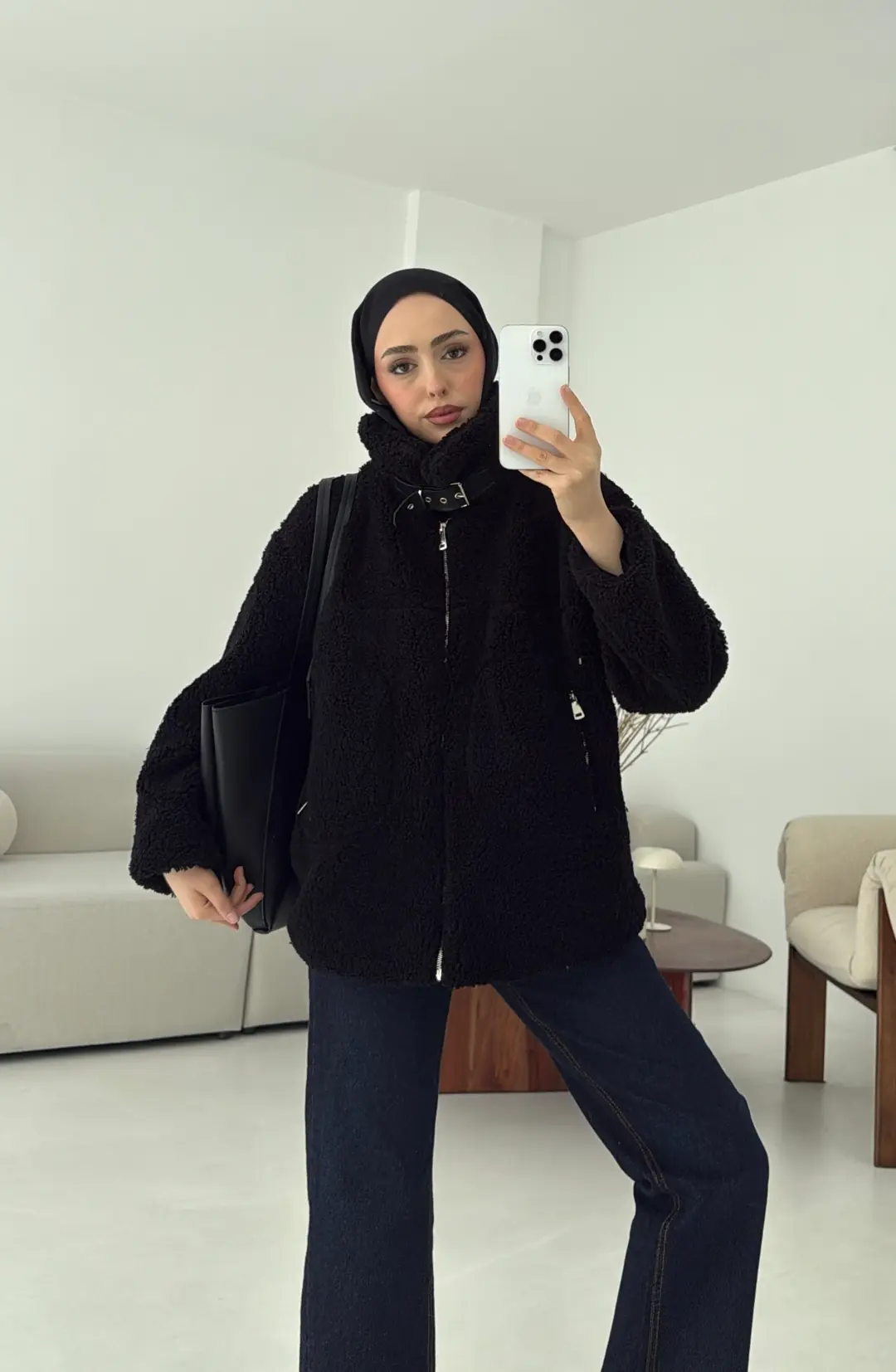 Yaka Toka Detay Biker Ceket Siyah