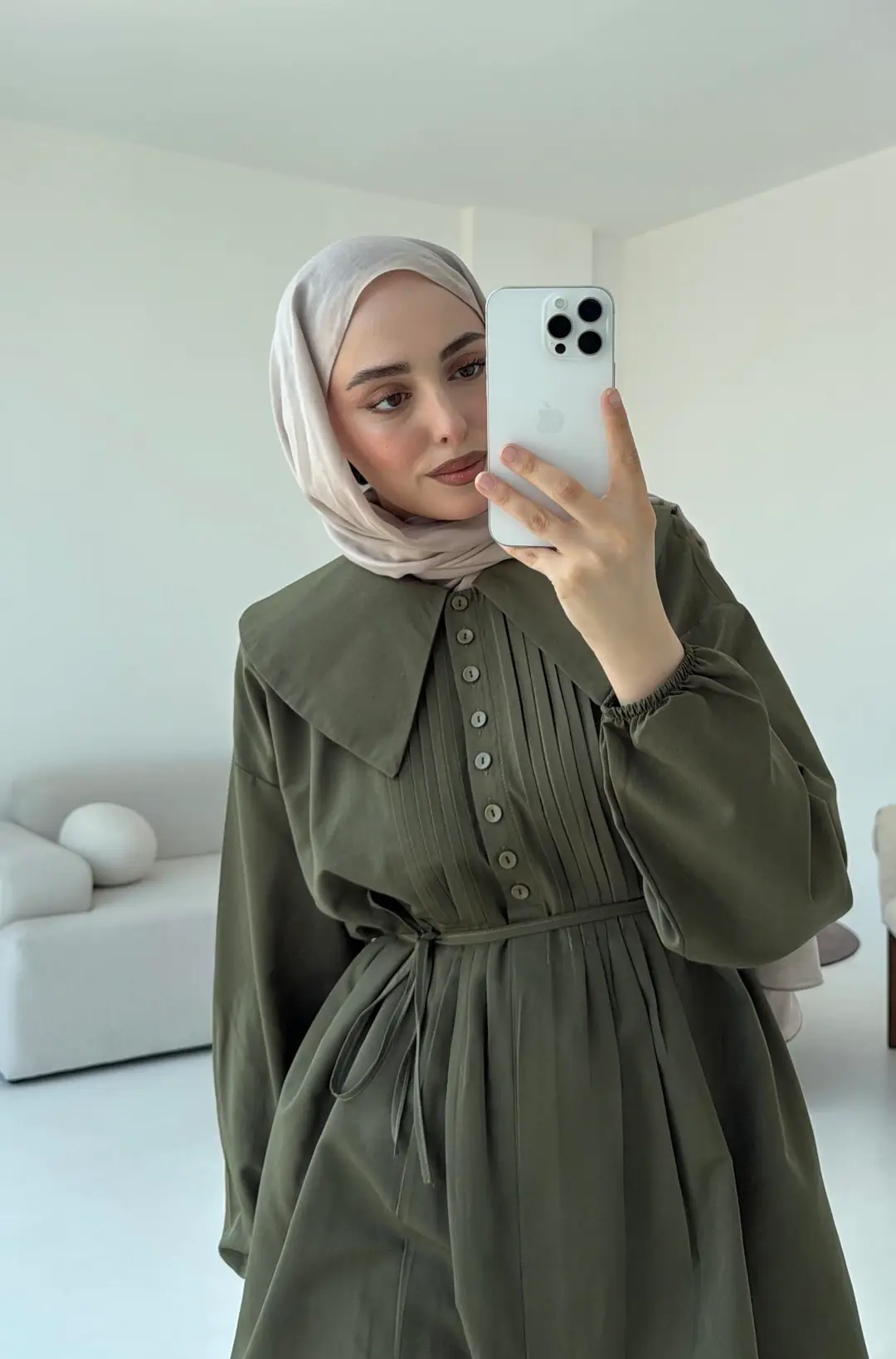 Yakalı Nervüllü Gömlek Haki - Görsel 3