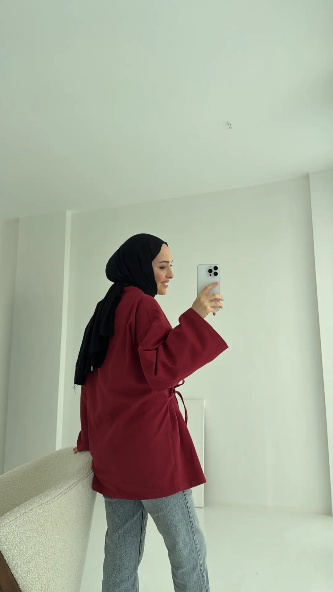 Yandan Bağlama Kimono Bordo - Görsel 4