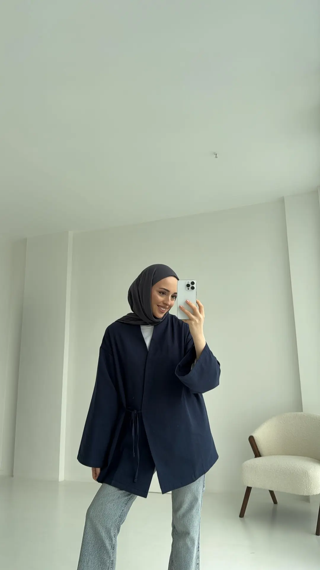 Yandan Bağlama Kimono Lacivert