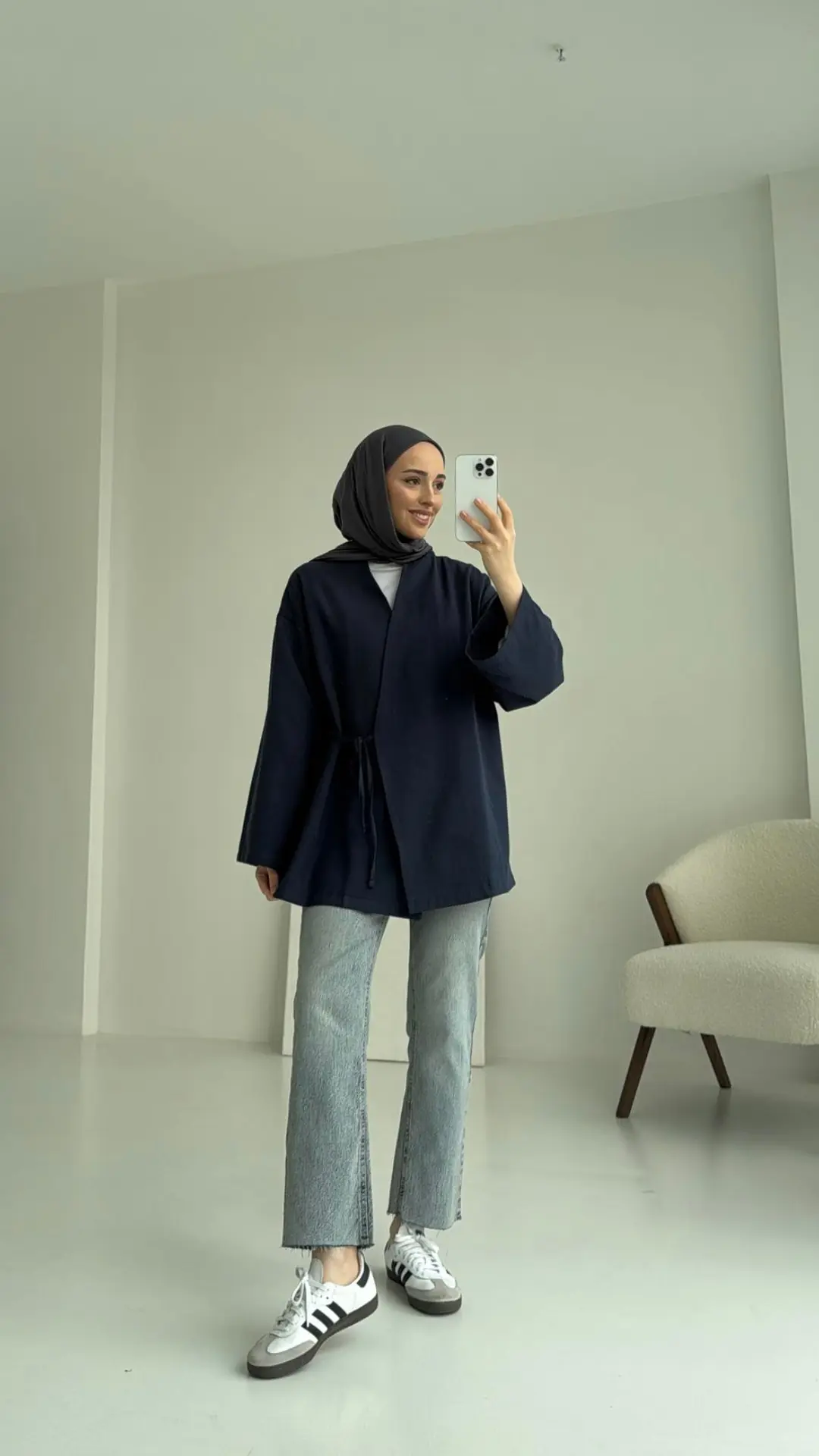 Yandan Bağlama Kimono Lacivert - Görsel 2