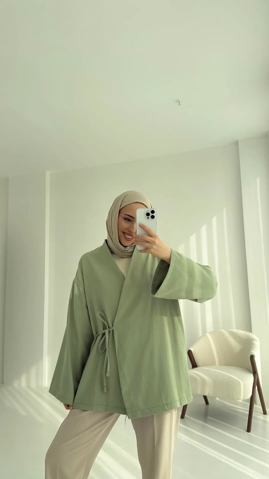 Yandan Bağlama Kimono Mint - Görsel 5