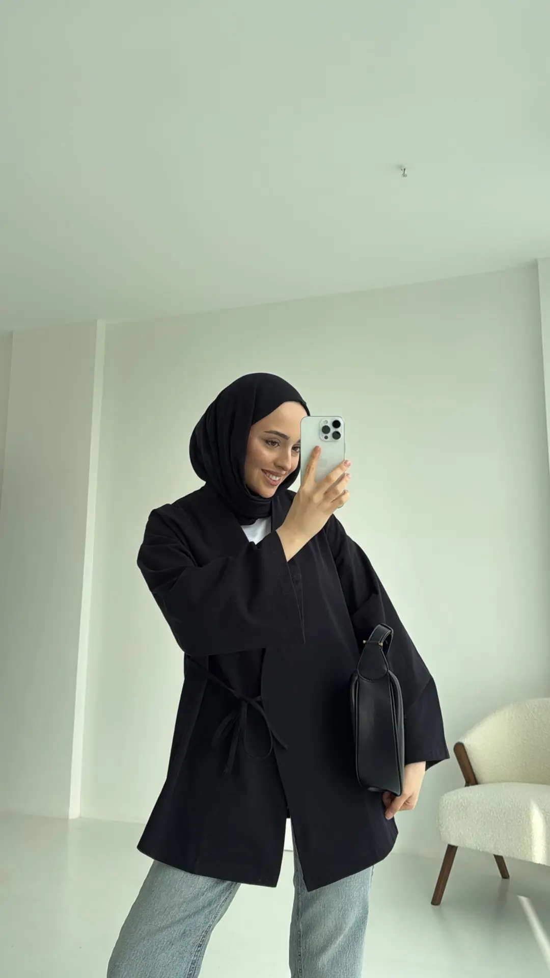 Yandan Bağlama Kimono Siyah - Görsel 2