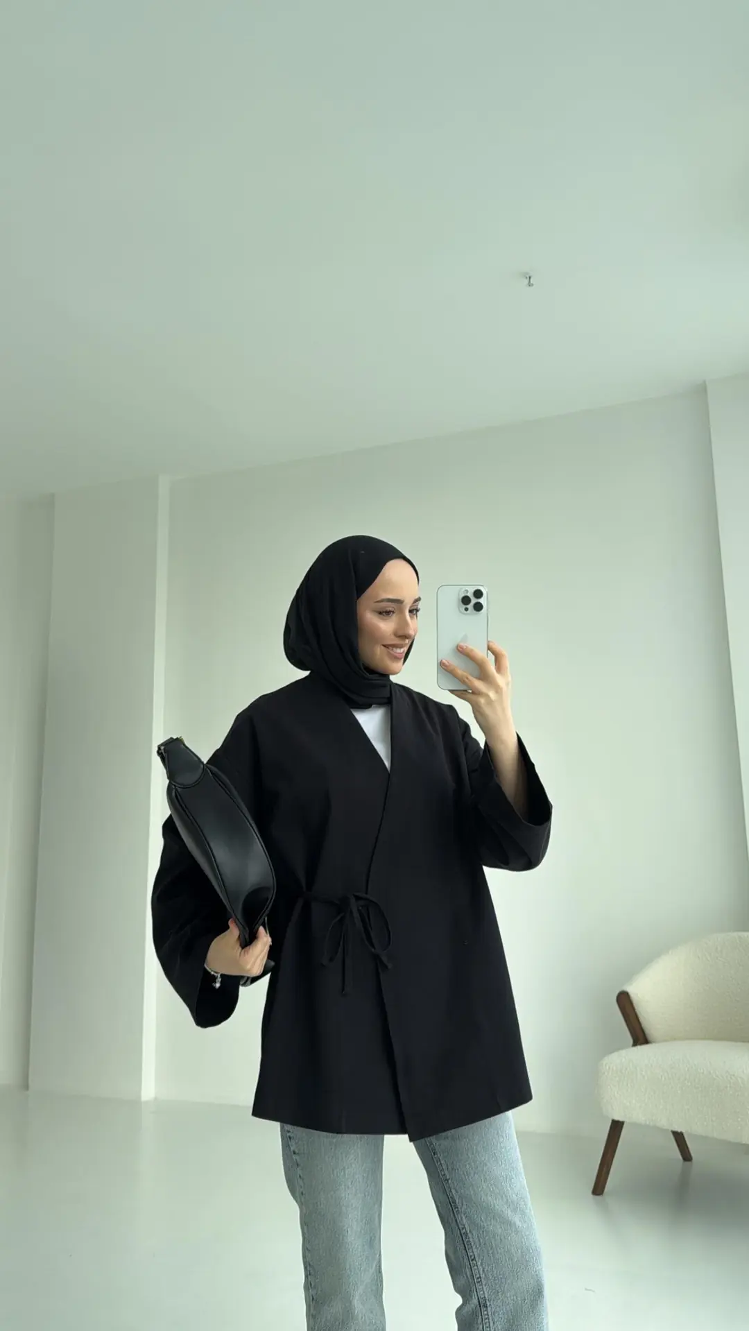 Yandan Bağlama Kimono Siyah - Görsel 3