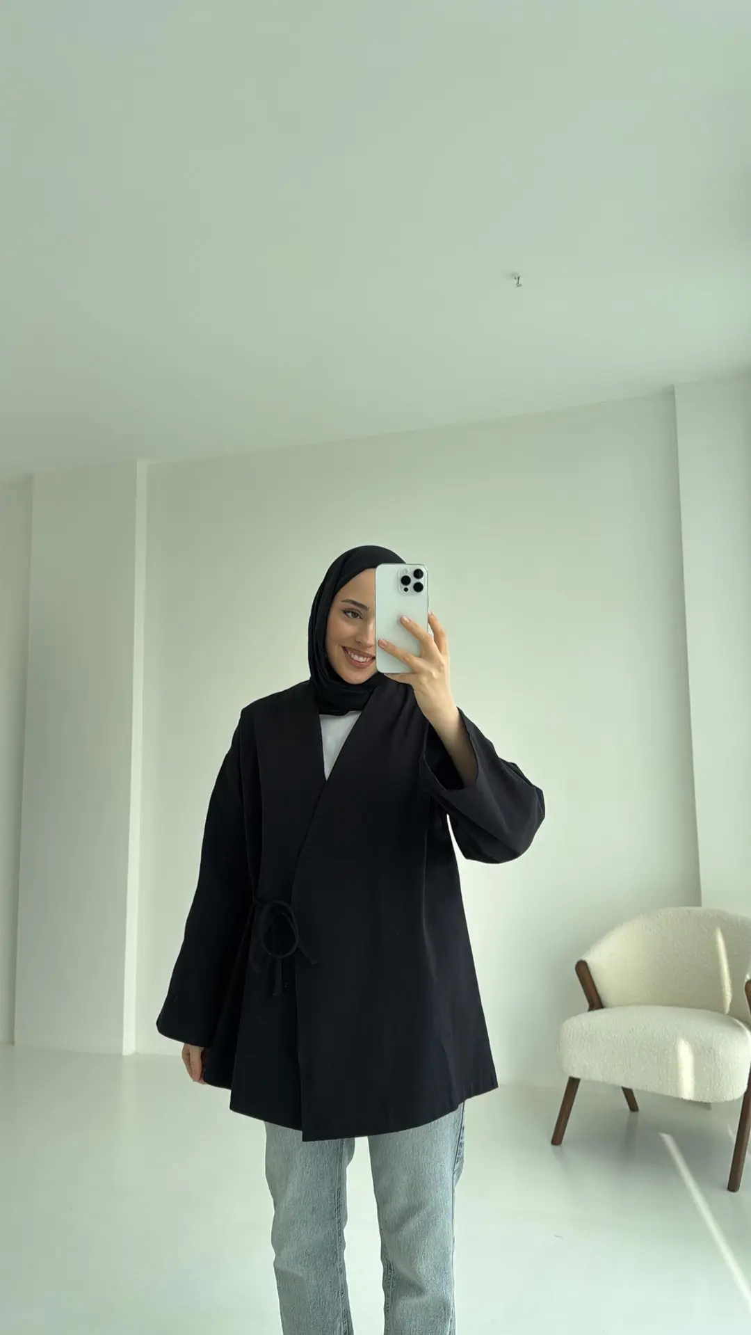 Yandan Bağlama Kimono Siyah - Görsel 5