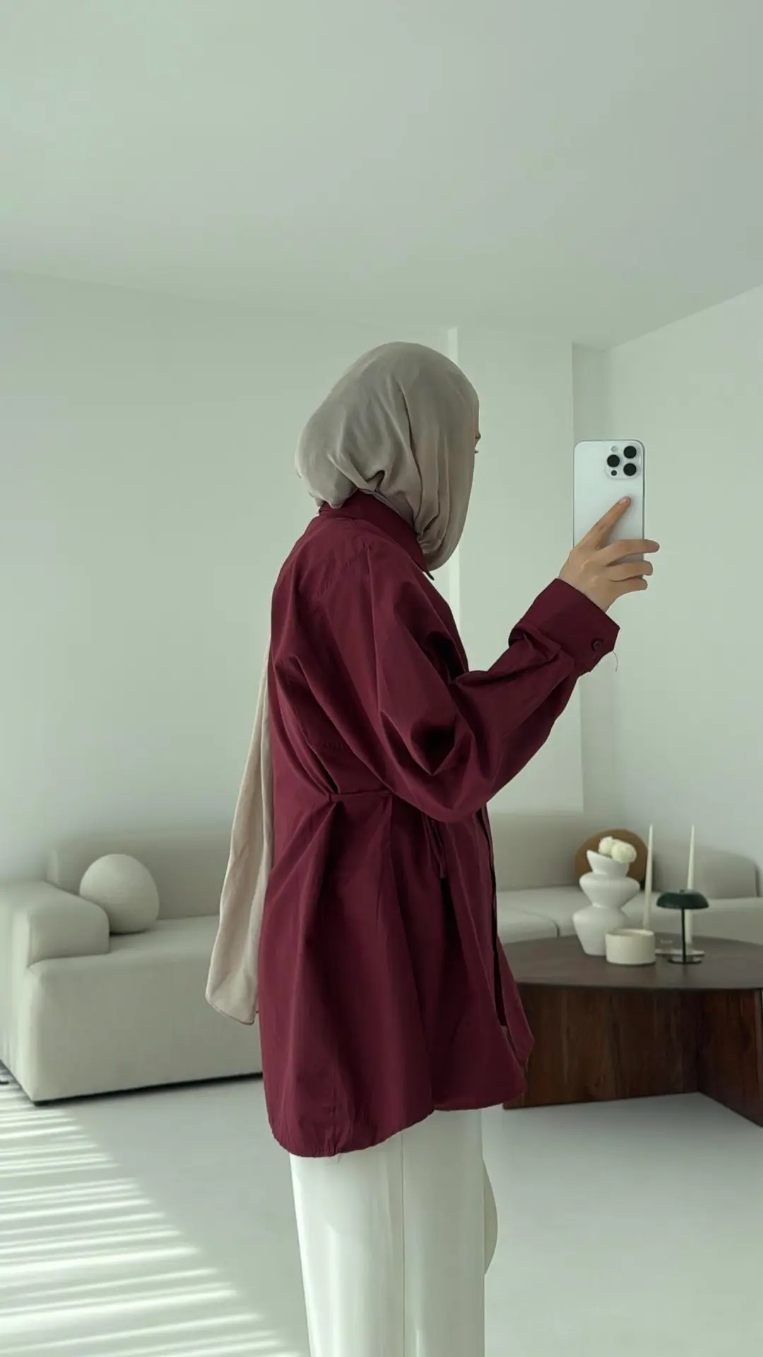 Yandan Bağlamalı Gömlek Bordo - Görsel 2