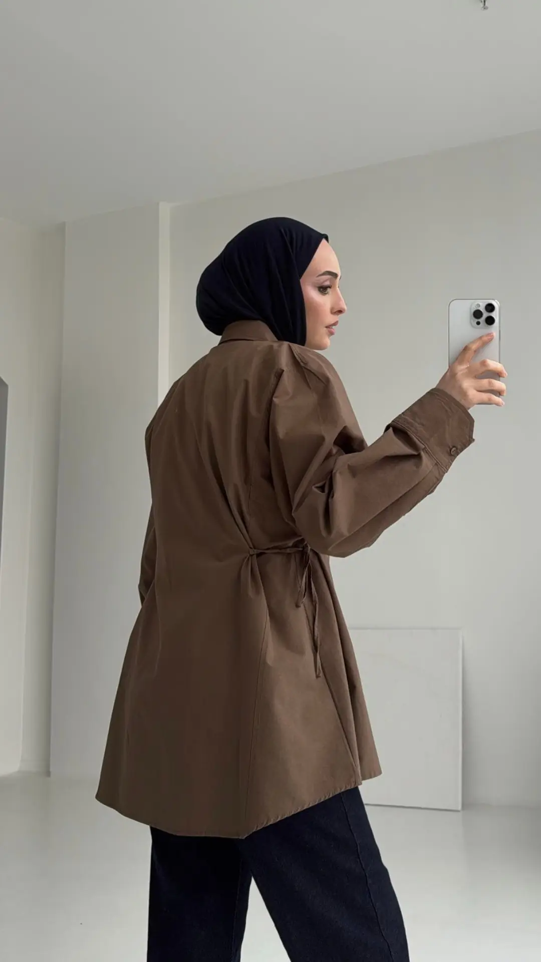 Yandan Bağlamalı Gömlek Kahve - Görsel 4