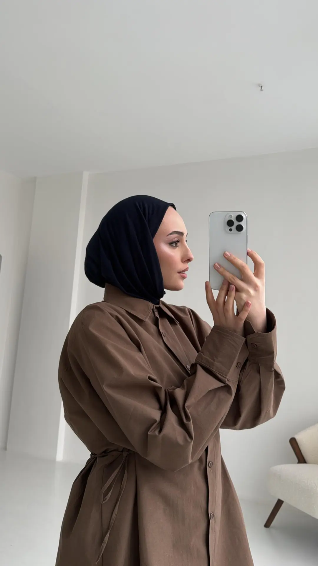 Yandan Bağlamalı Gömlek Kahve - Görsel 8