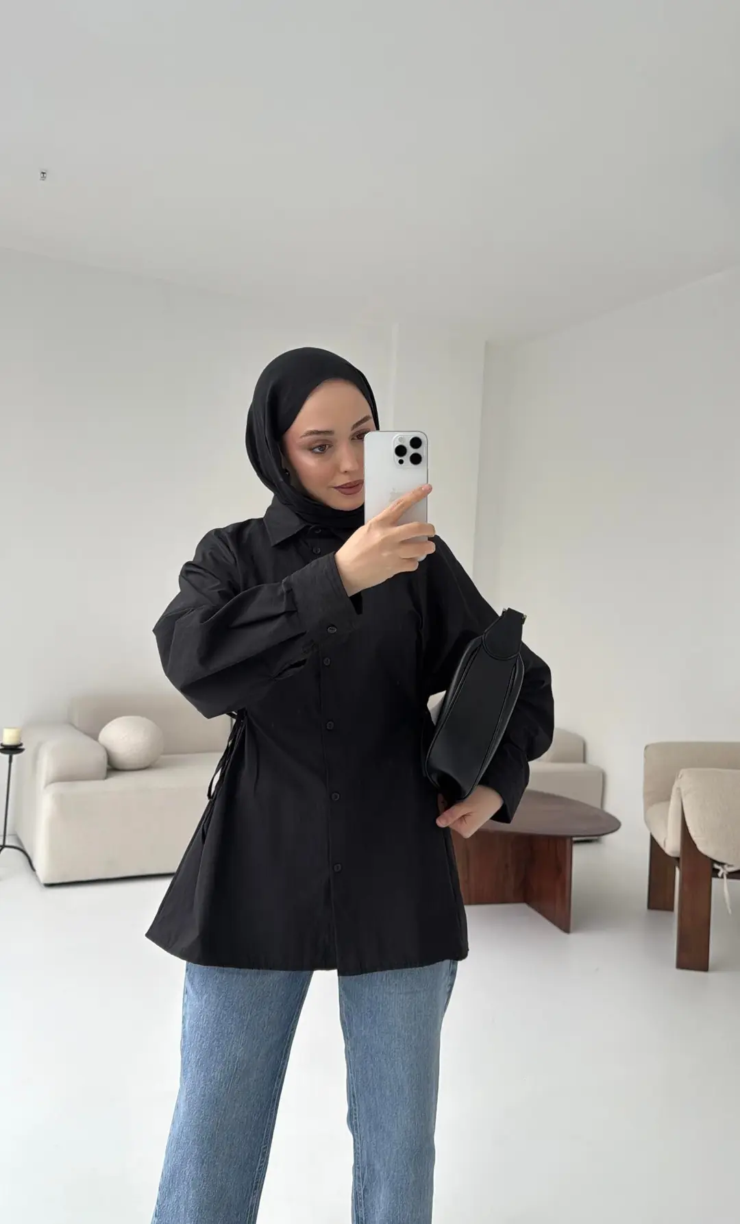 Yandan Bağlamalı Gömlek Siyah