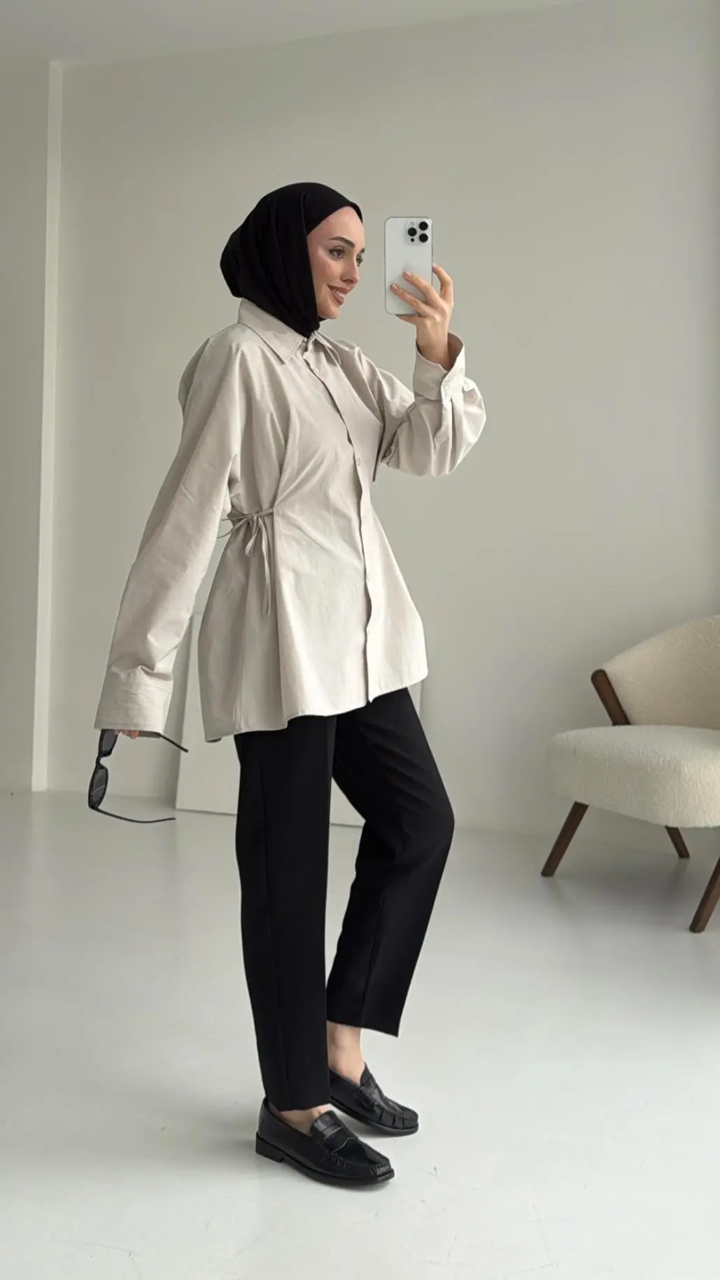 Yandan Bağlamalı Gömlek Taş