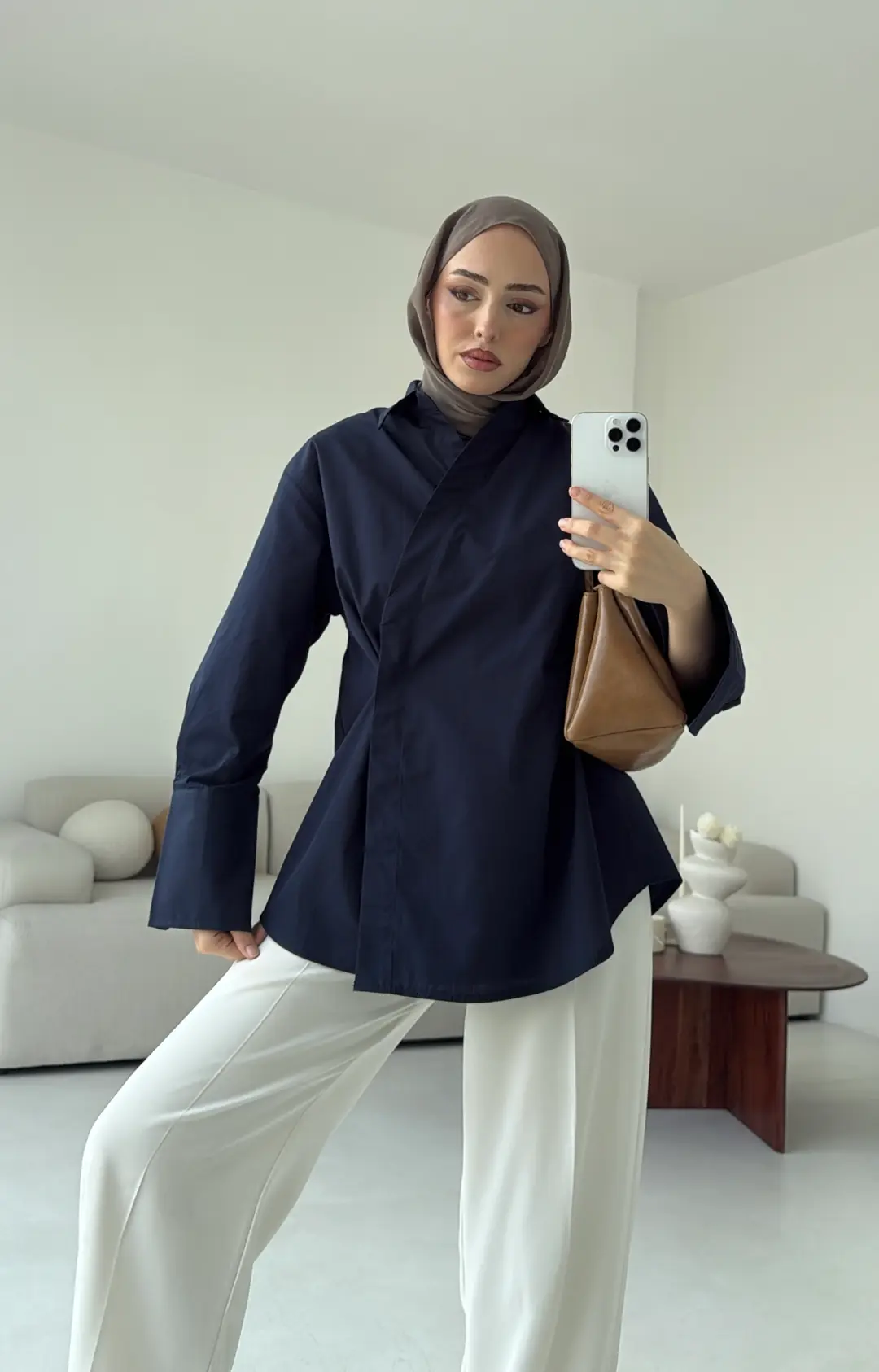 Yandan Düğmeli Gömlek Lacivert - Görsel 8