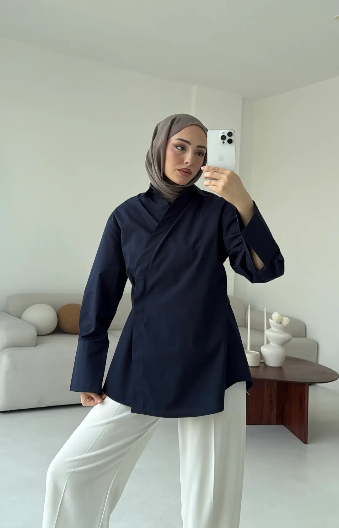 Yandan Düğmeli Gömlek Lacivert - Görsel 9