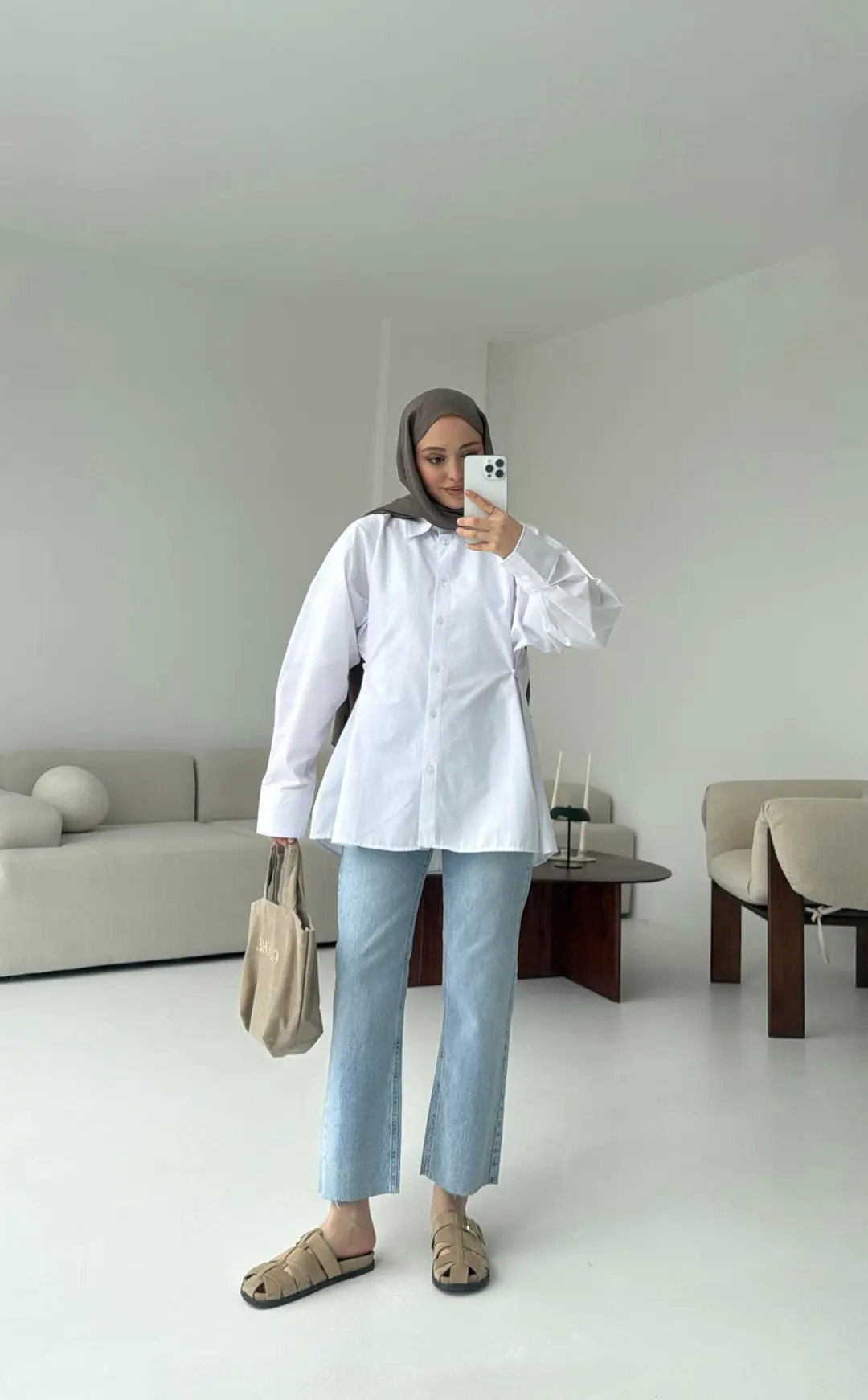 Yanları Düğmeli Gömlek Beyaz - Görsel 3