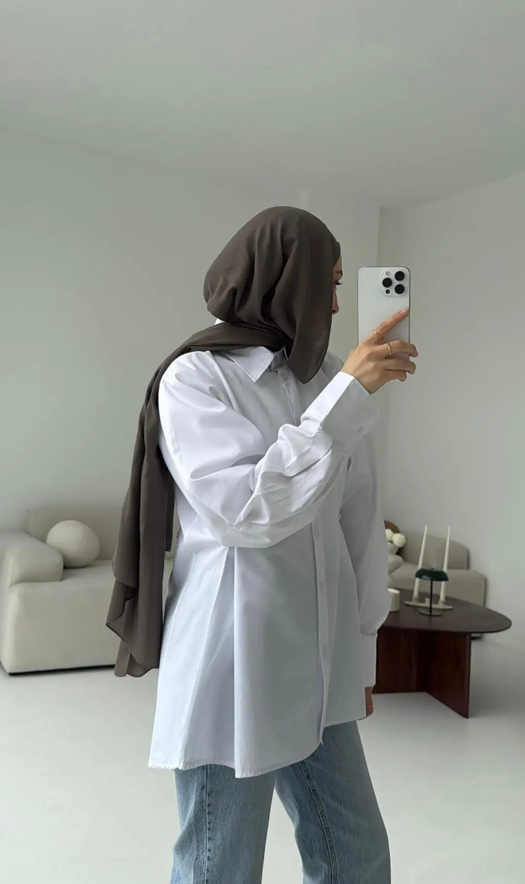 Yanları Düğmeli Gömlek Beyaz - Görsel 5