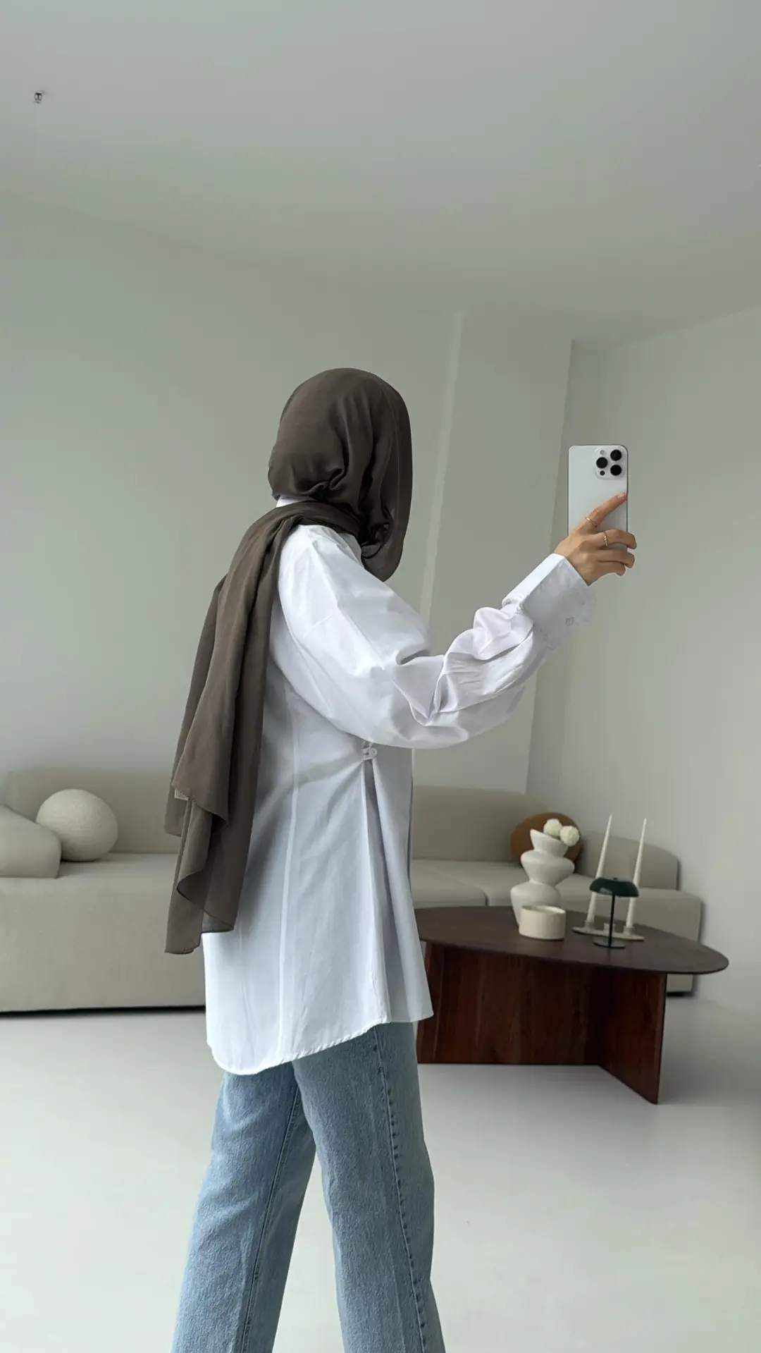 Yanları Düğmeli Gömlek Beyaz - Görsel 8