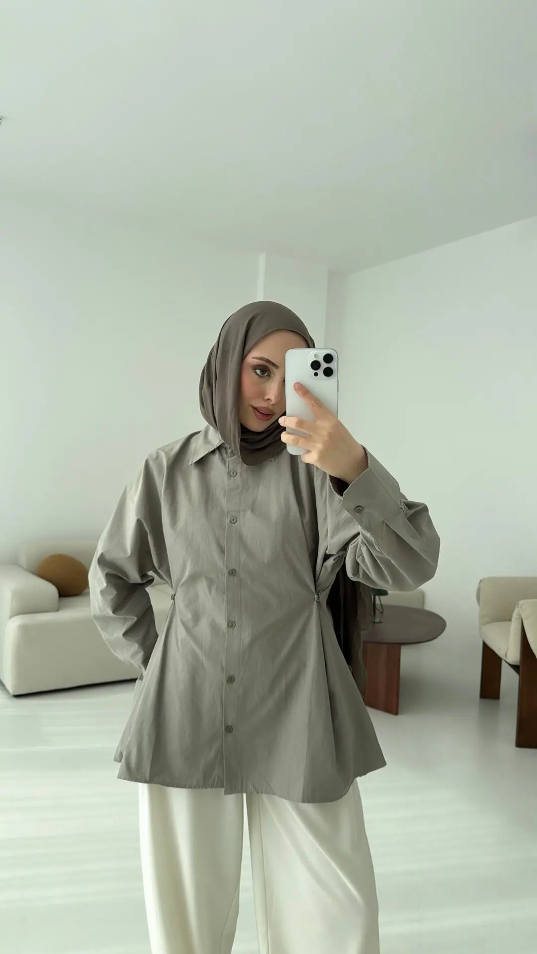 Yanları Düğmeli Gömlek Çağla