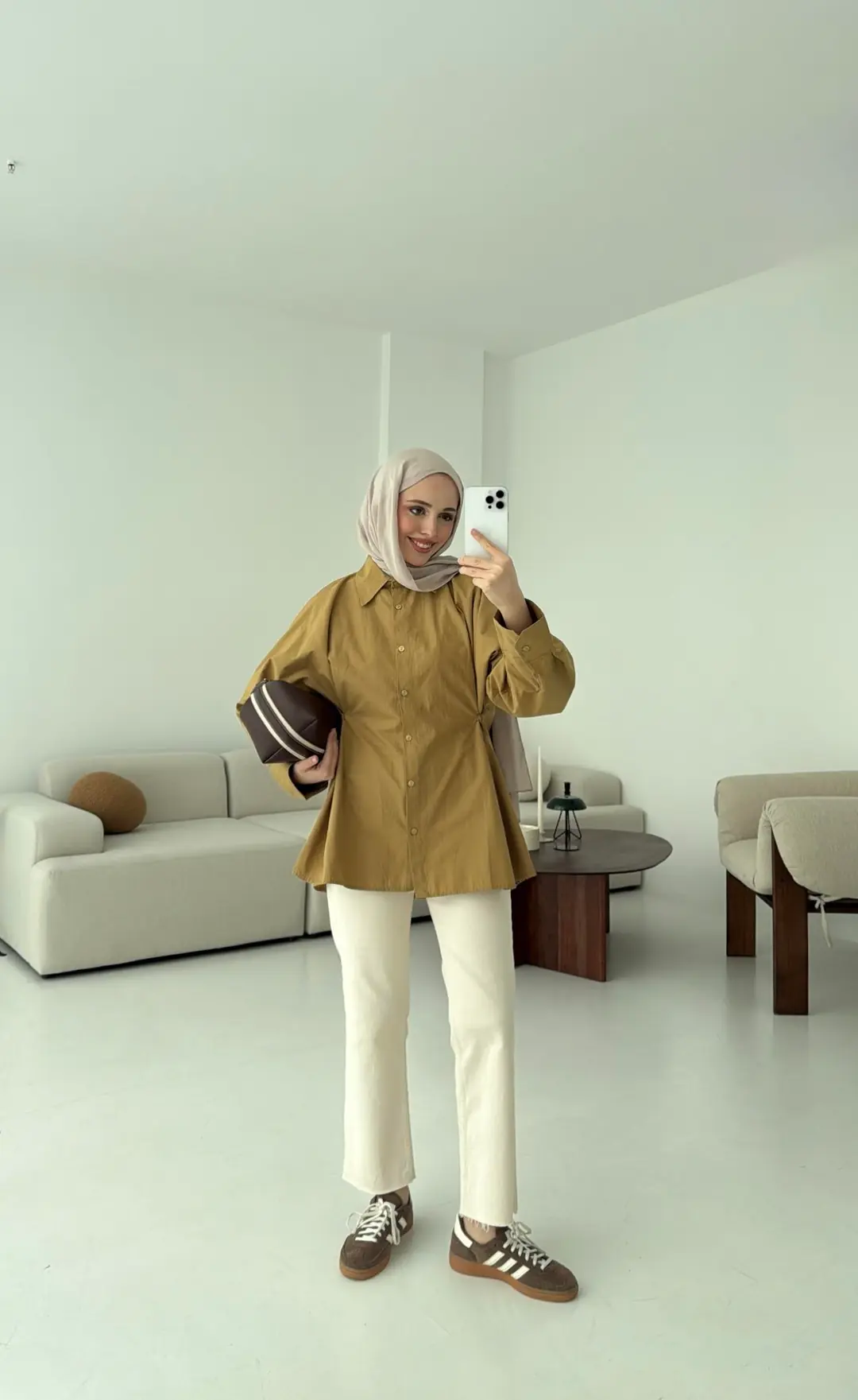 Yanları Düğmeli Gömlek Olive - Görsel 3