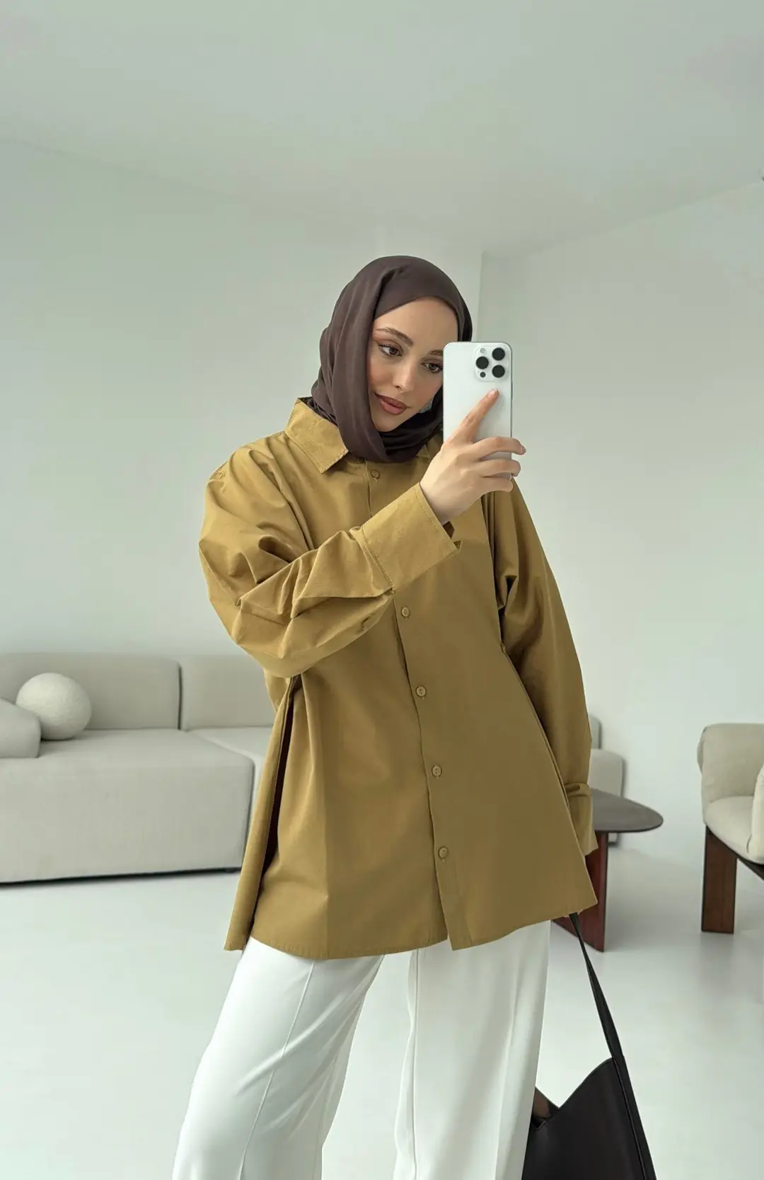 Yanları Düğmeli Gömlek Olive