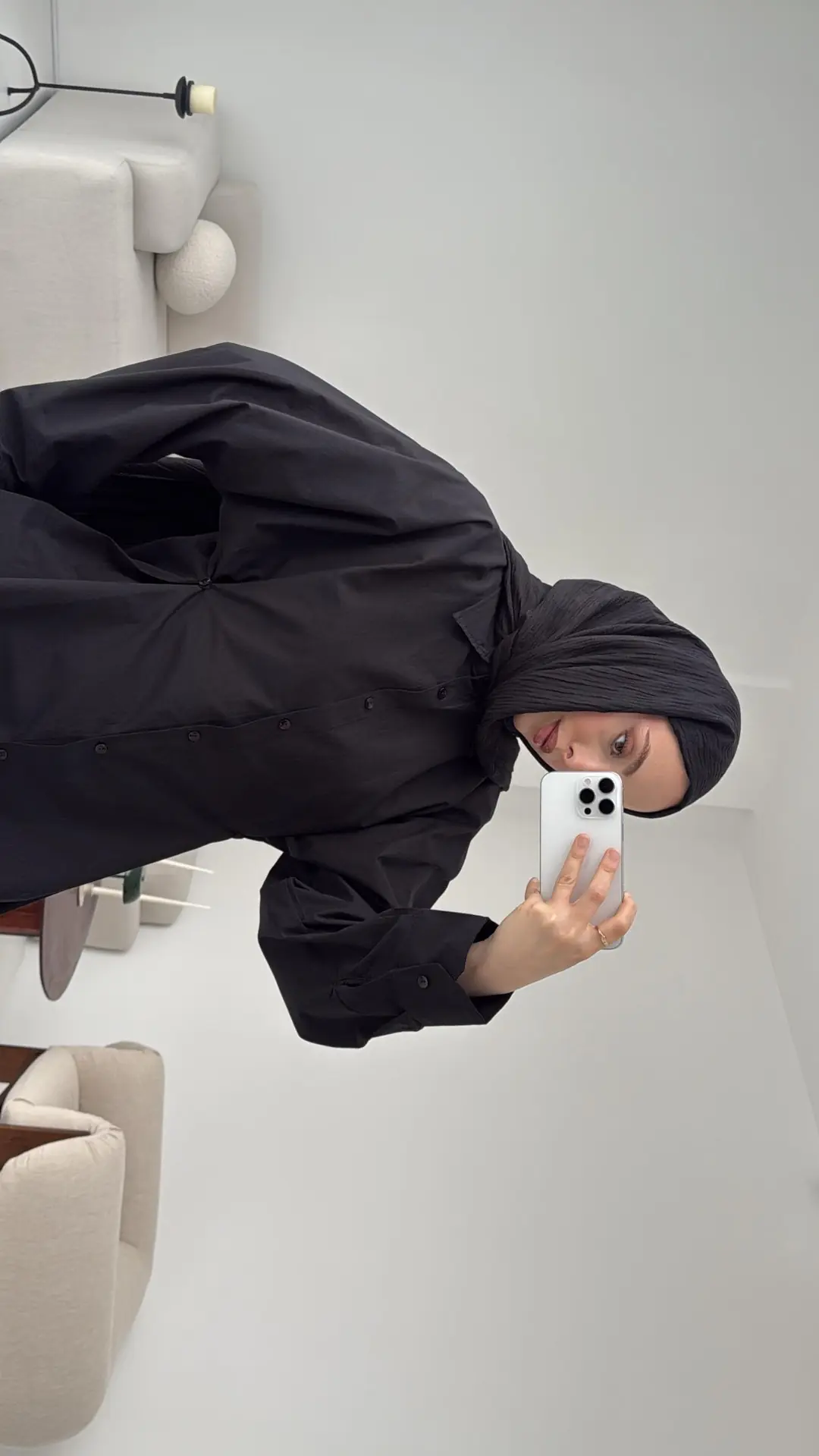 Yanları Düğmeli Gömlek Siyah - Görsel 3