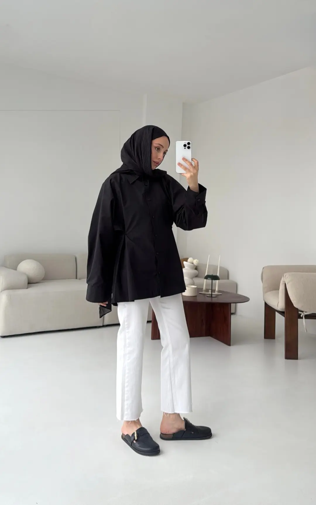 Yanları Düğmeli Gömlek Siyah - Görsel 4