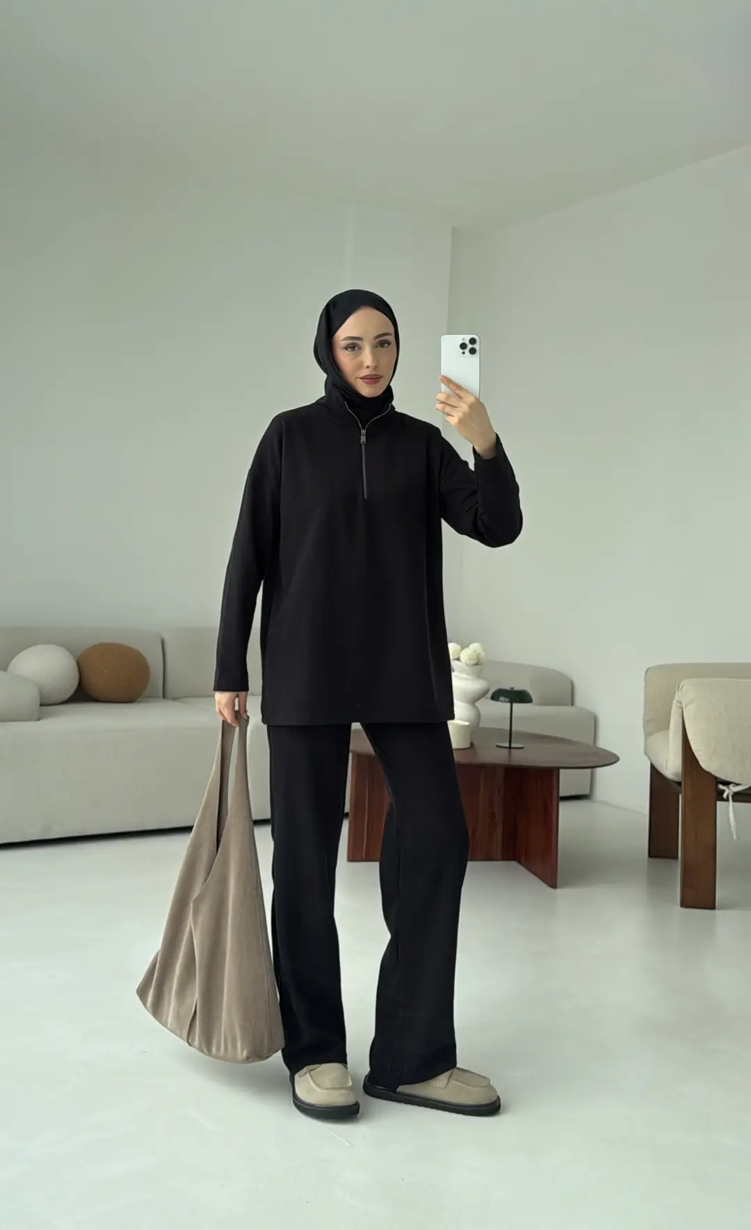 Yarım Fermuarlı Takım Siyah