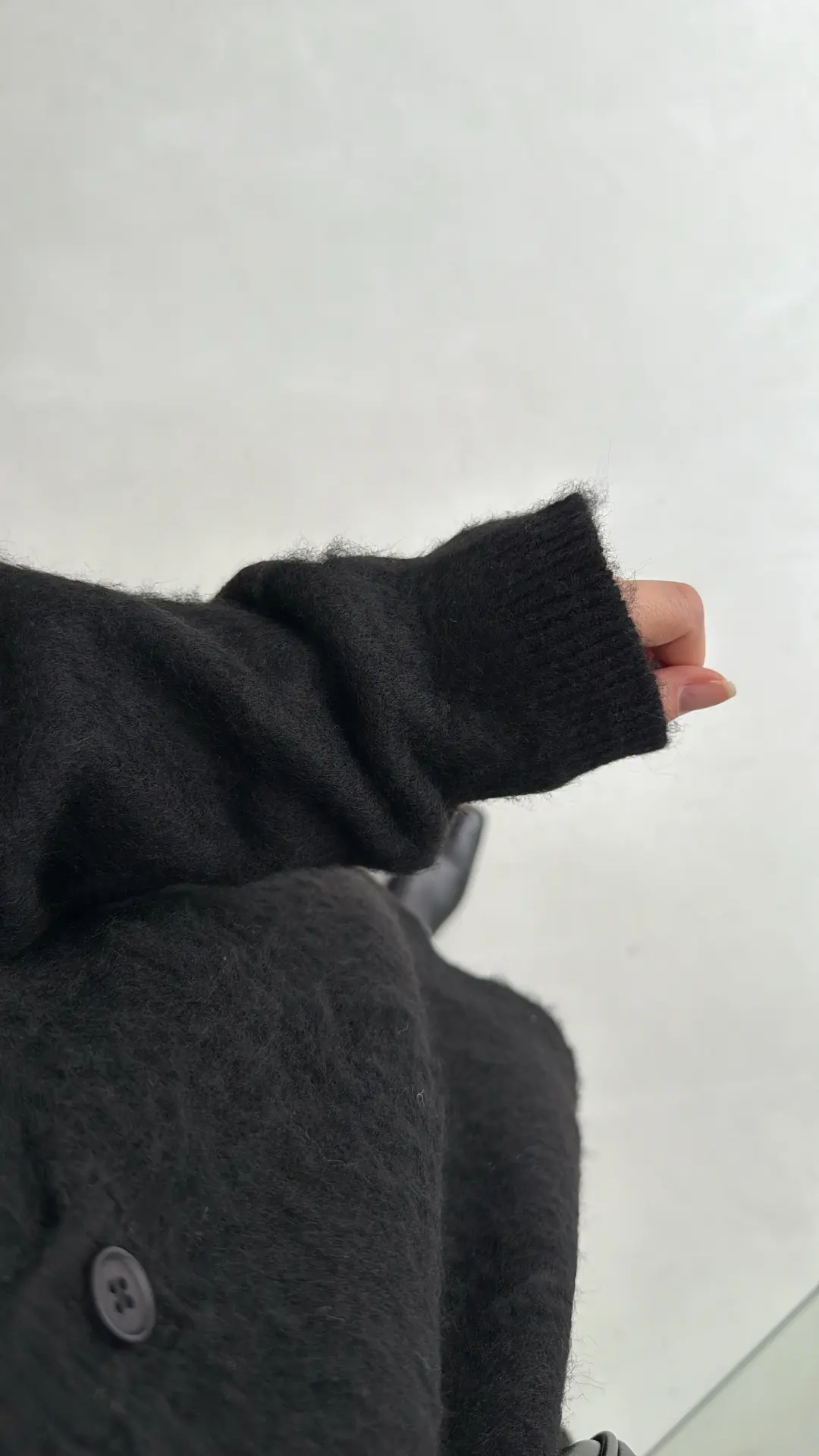 Yarım Dügmeli Triko Kazak Siyah - Görsel 9