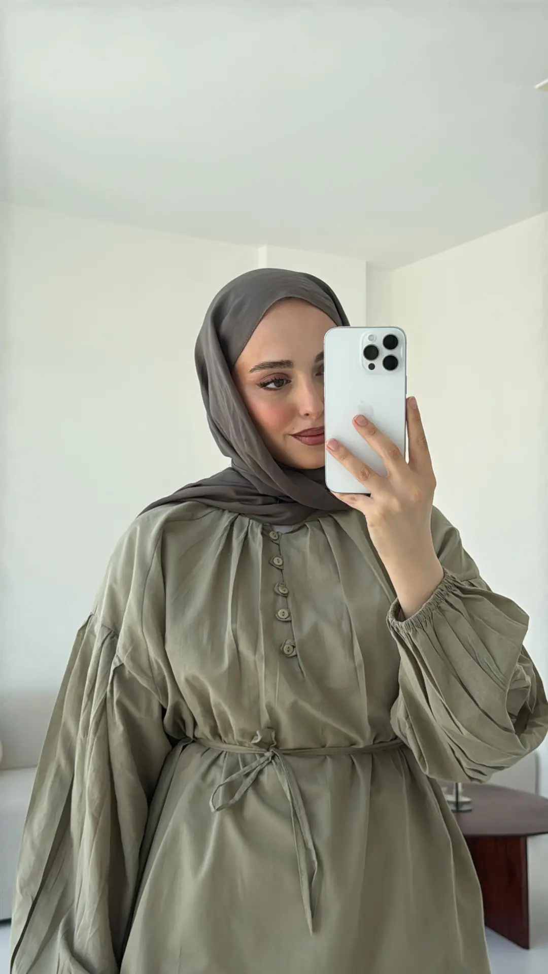 Yarım Dügmeli Vual Gömlek Haki - Görsel 6