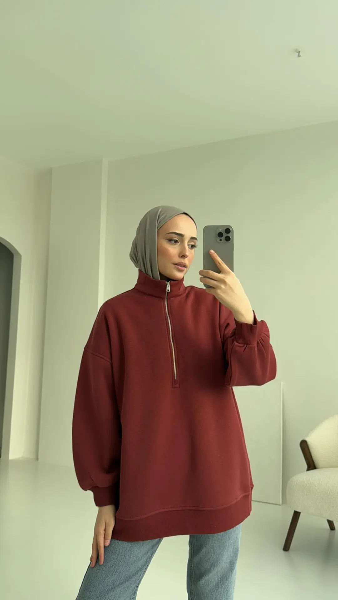 Yarım Zip Sweatshirt