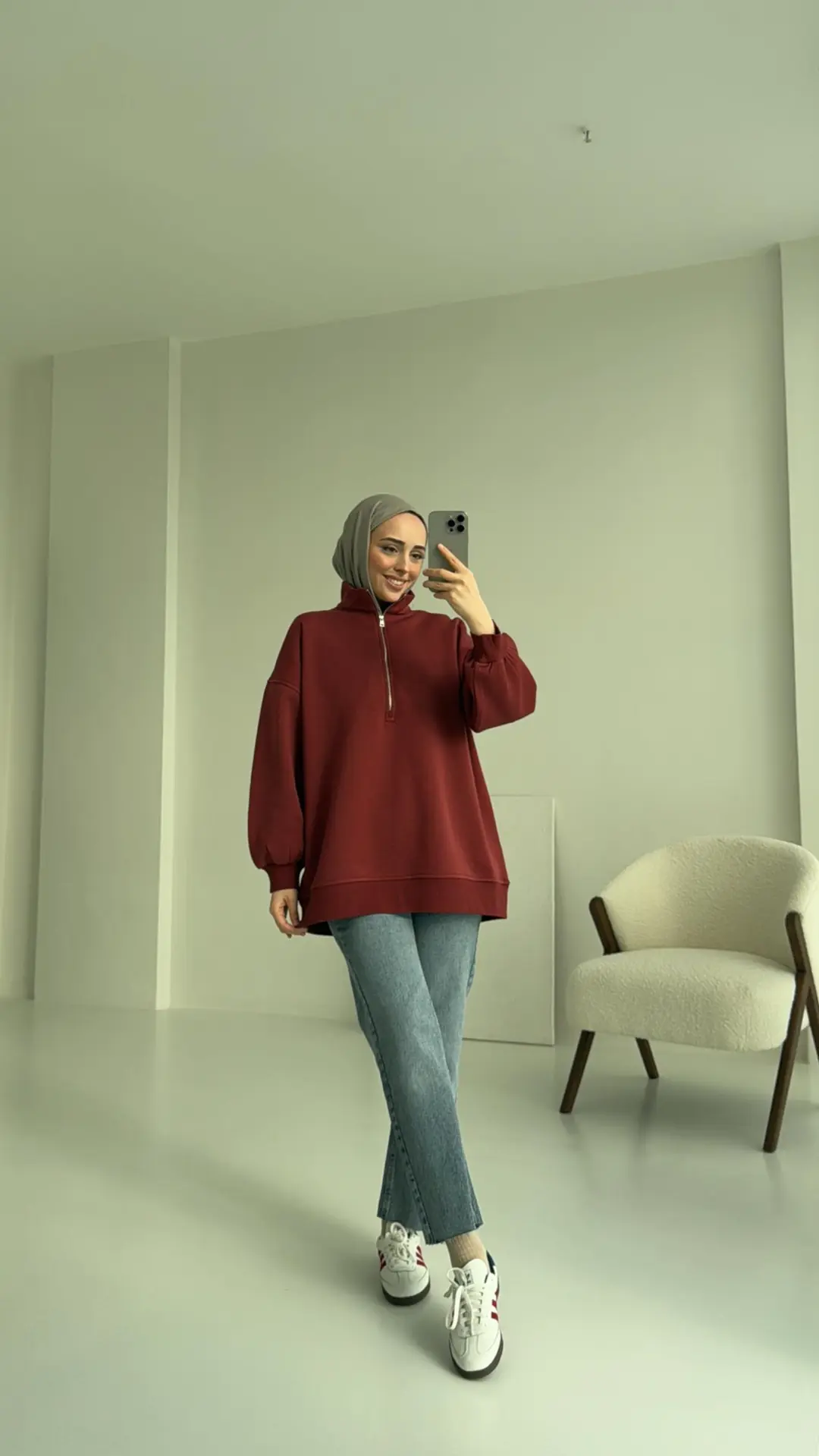 Yarım Zip Sweatshirt - Görsel 3