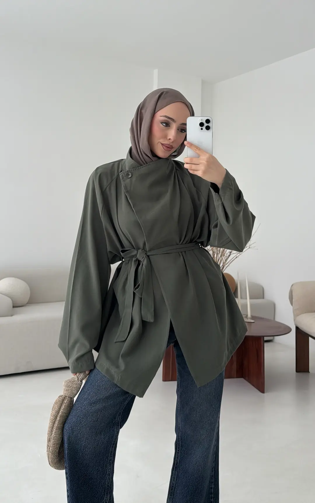 Yazlık Kemerli Ceket Haki