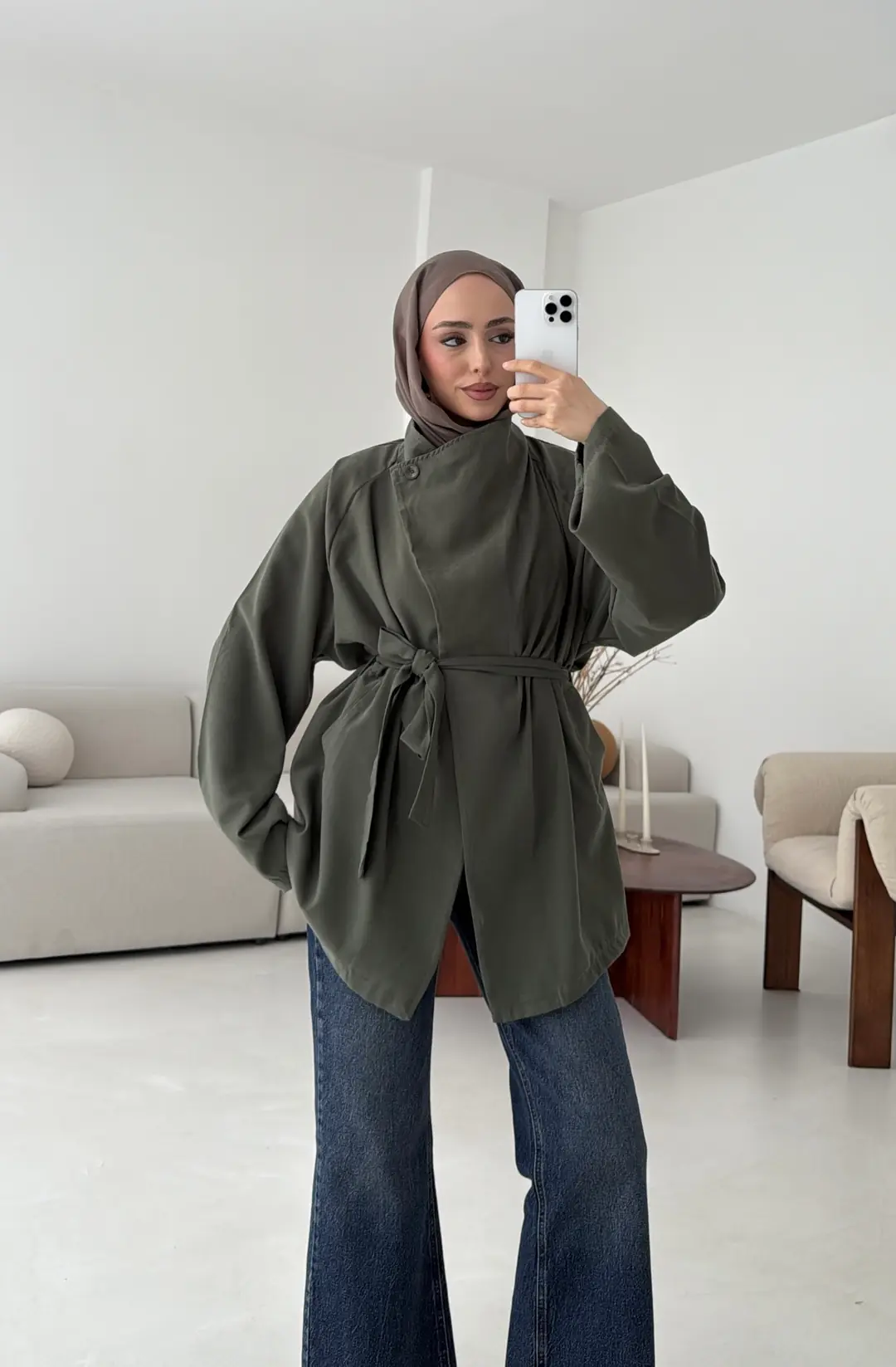 Yazlık Kemerli Ceket Haki - Görsel 3