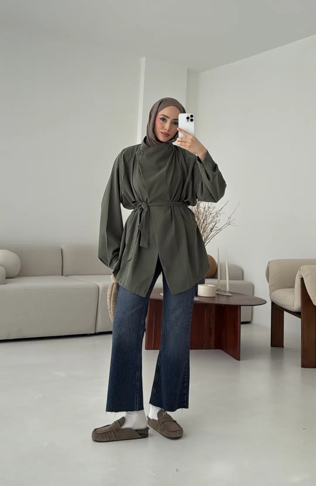 Yazlık Kemerli Ceket Haki - Görsel 5