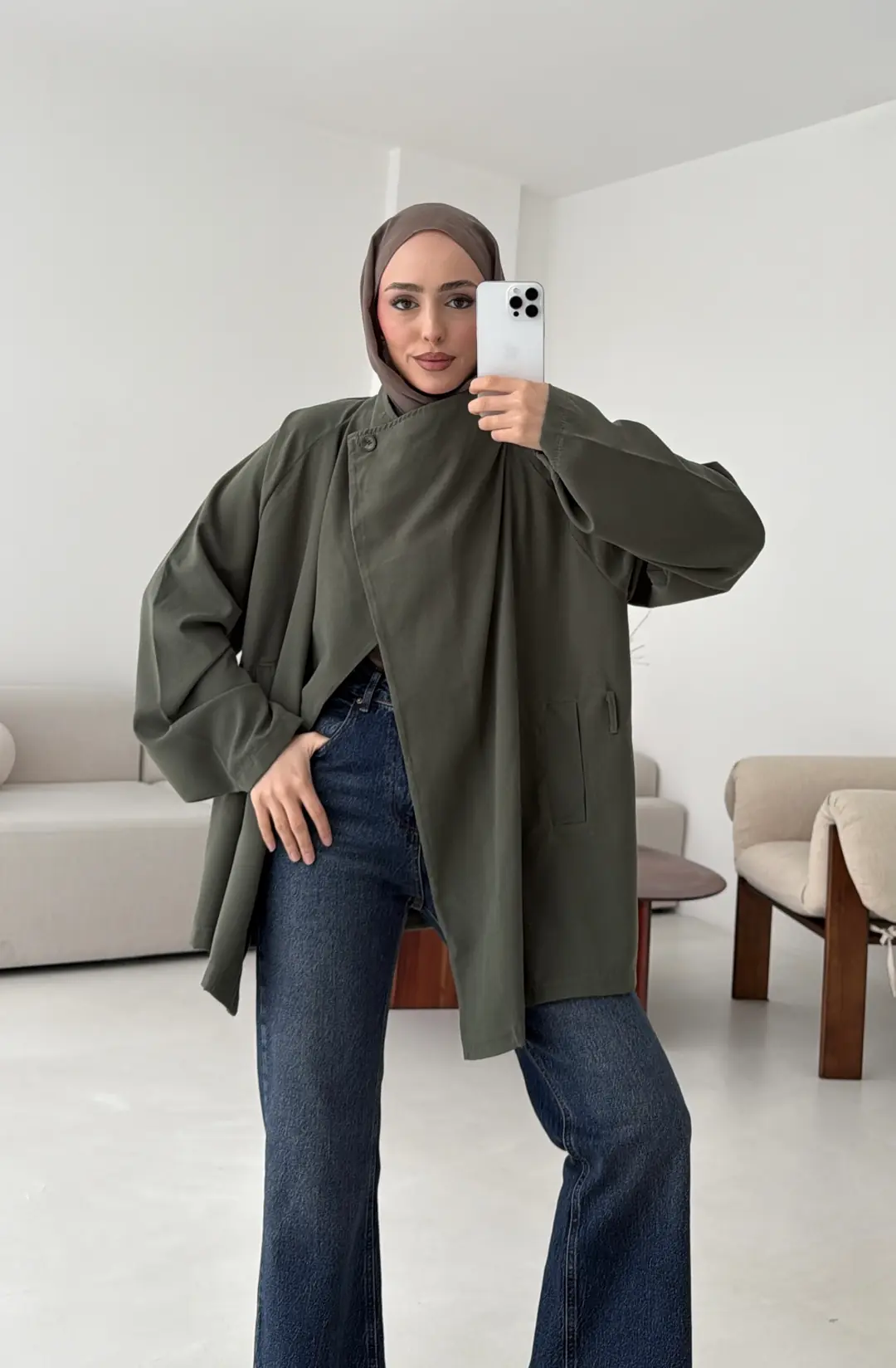 Yazlık Kemerli Ceket Haki - Görsel 8