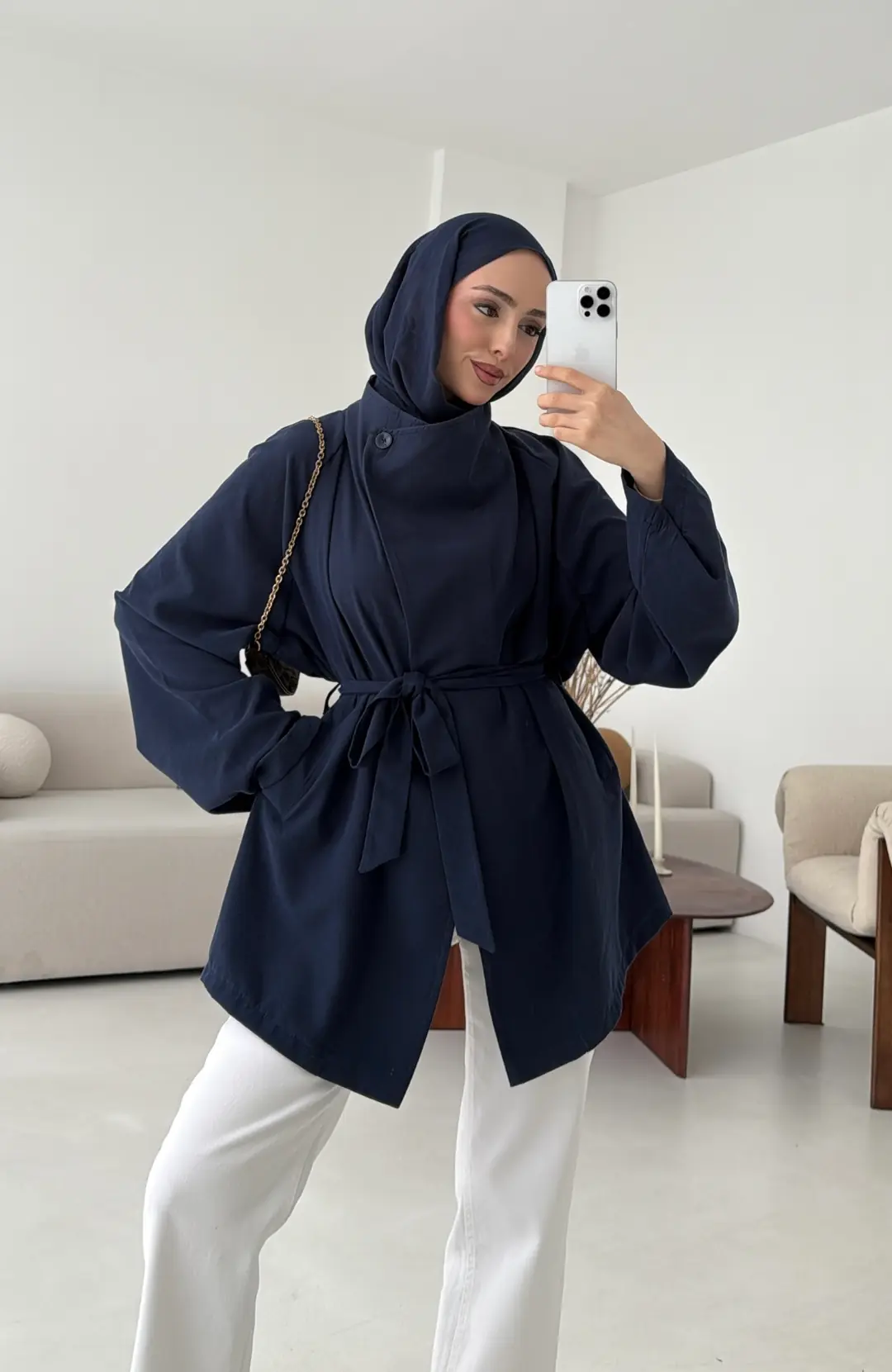 Yazlık Kemerli Ceket Lacivert