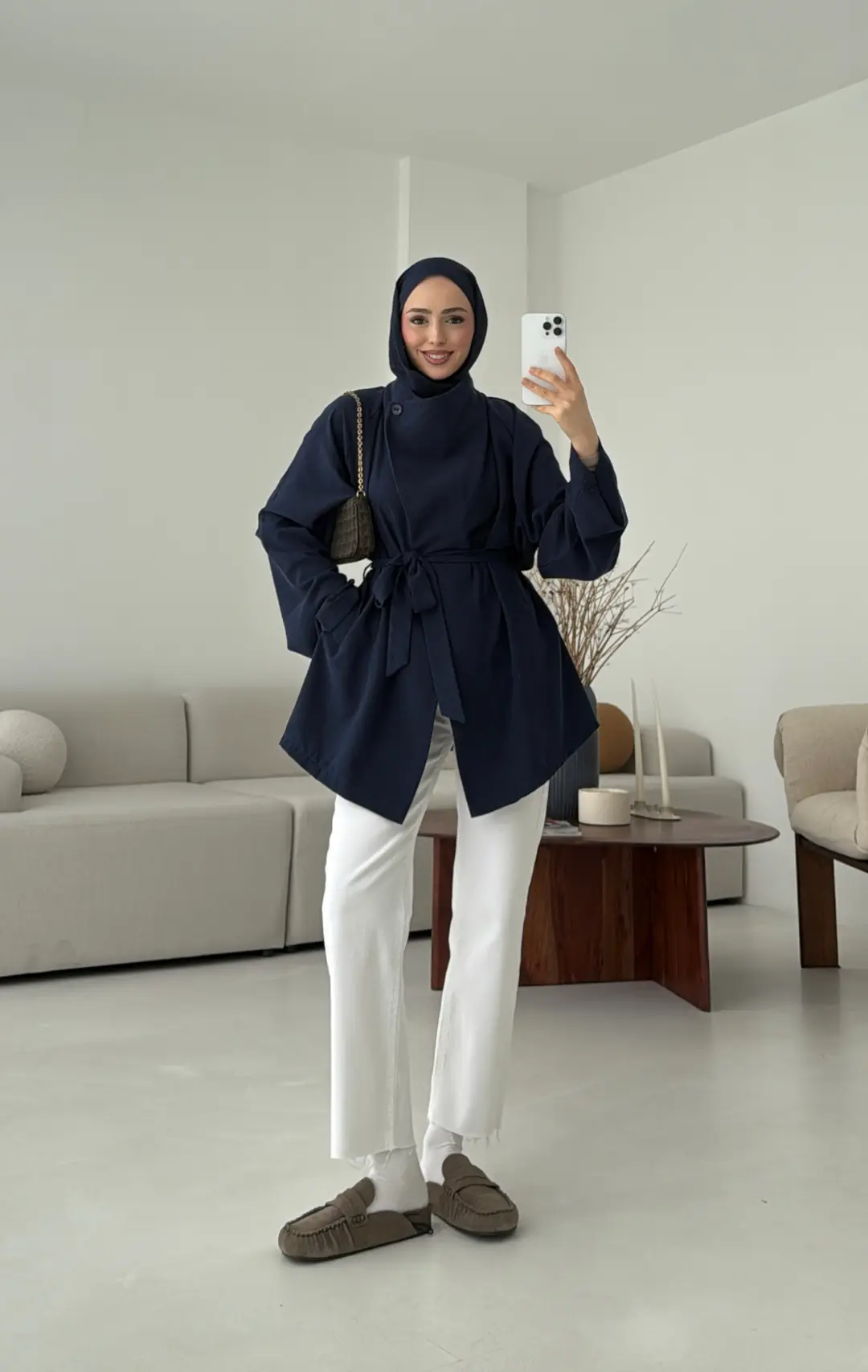 Yazlık Kemerli Ceket Lacivert - Görsel 4