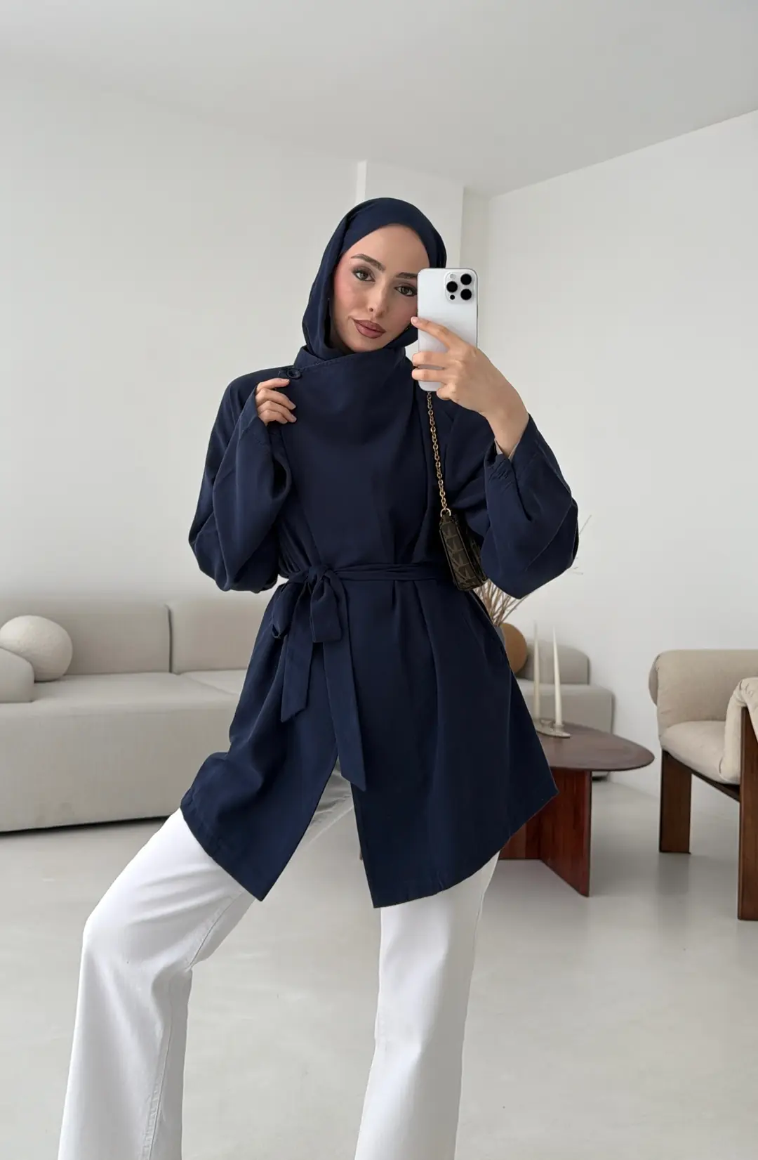 Yazlık Kemerli Ceket Lacivert - Görsel 5