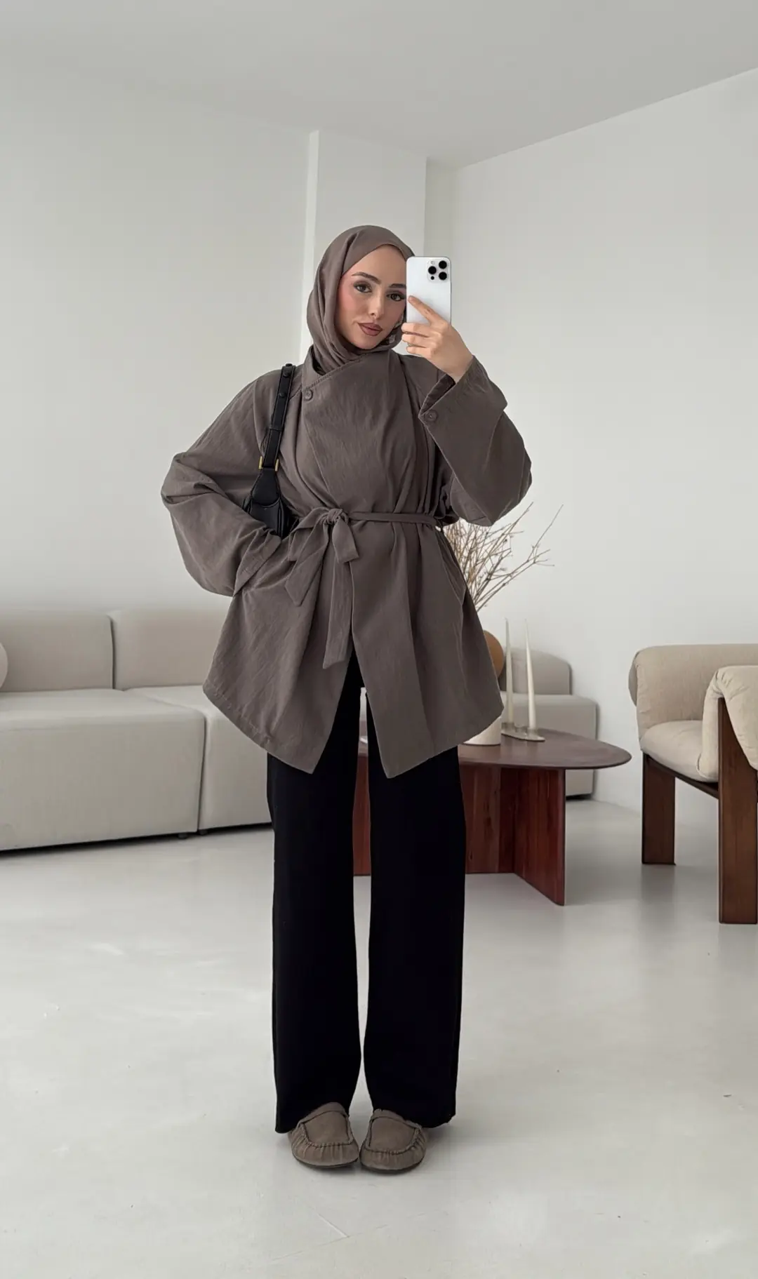 Yazlık Kemerli Ceket Vizon - Görsel 6