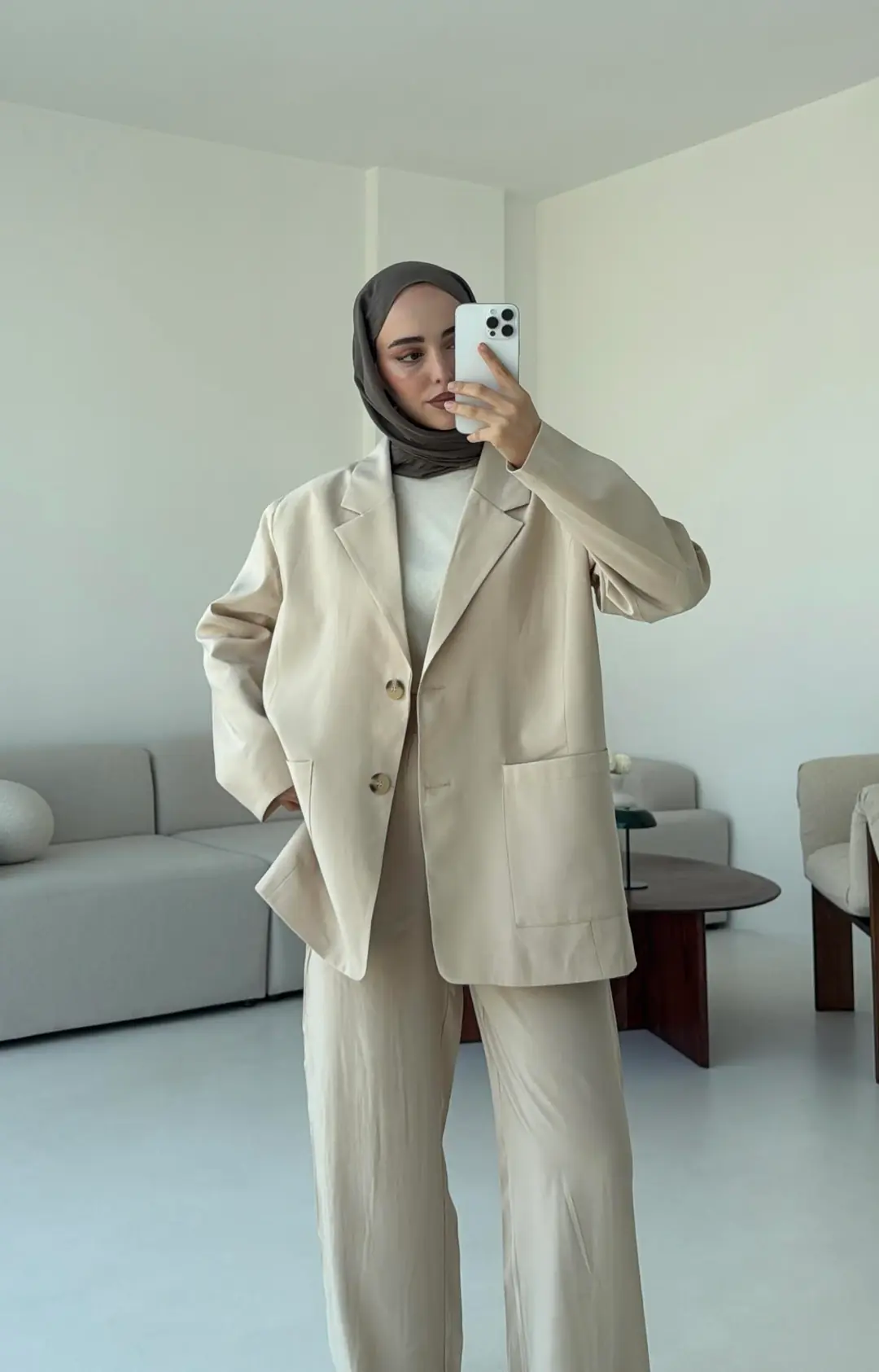 Yazlık Premium Kumaş Bej Takım