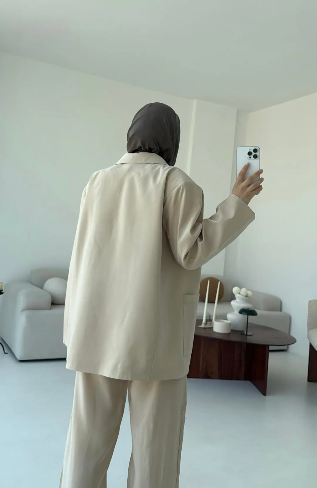 Yazlık Premium Kumaş Bej Takım - Görsel 4