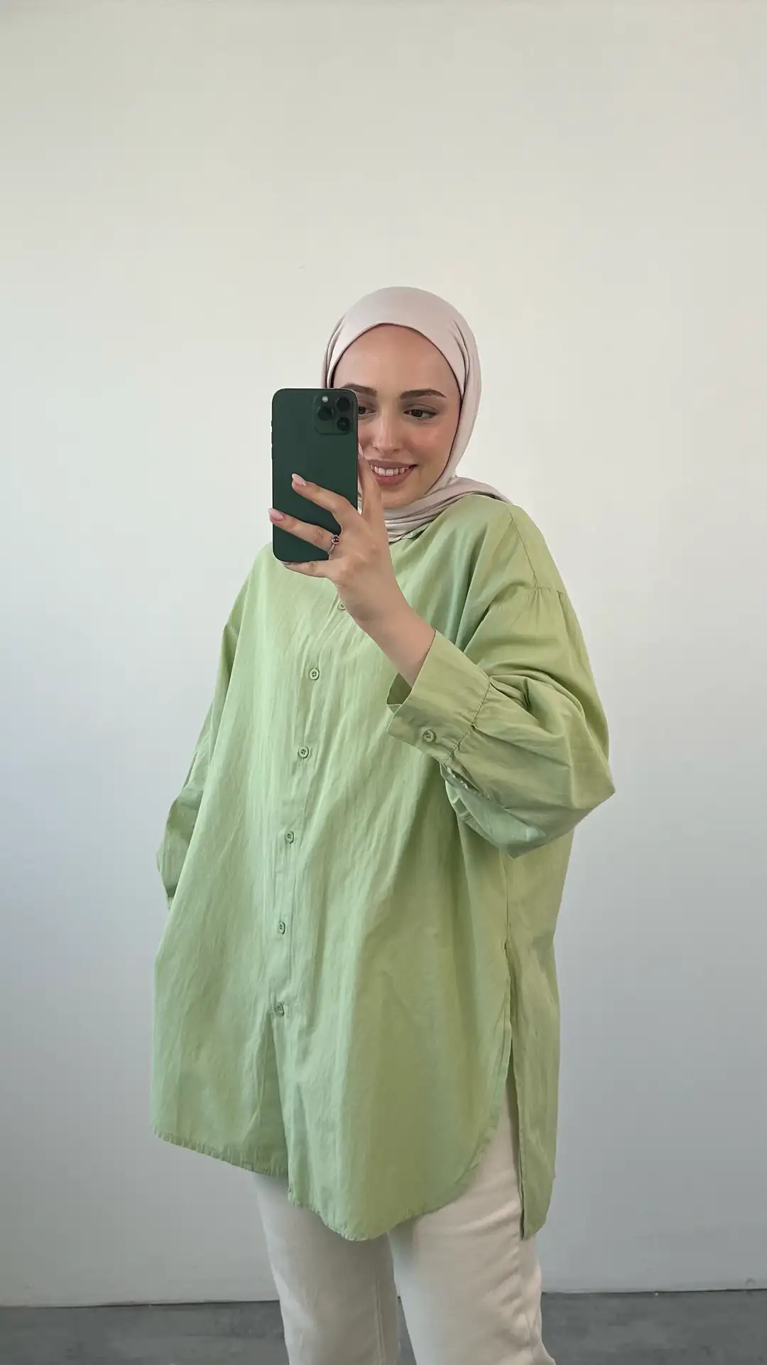 Yıkamalı Cotton Gömlek Mint - Görsel 3