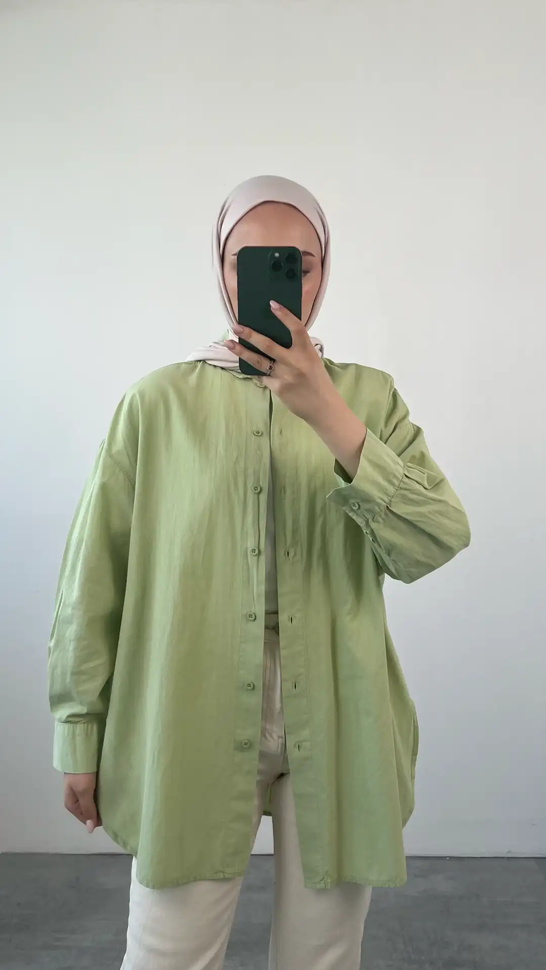 Yıkamalı Cotton Gömlek Mint - Görsel 4