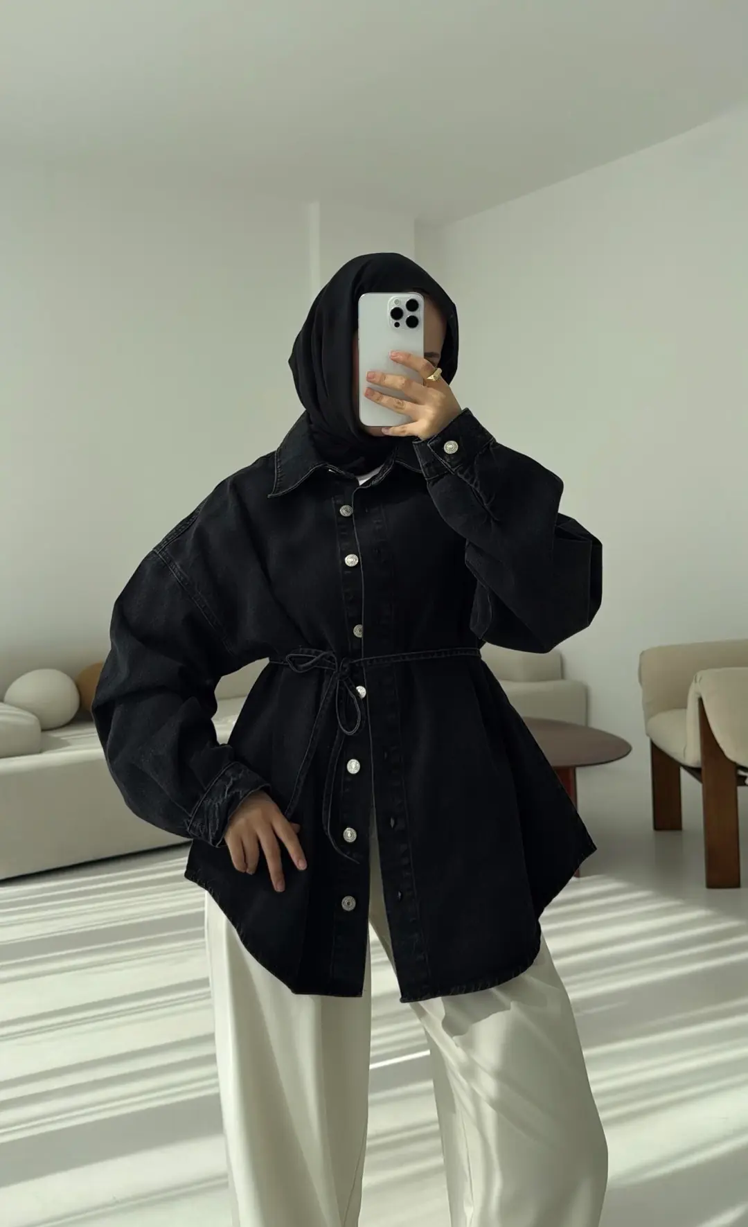 Yıkamalı Siyah Denim Ceket - Görsel 2