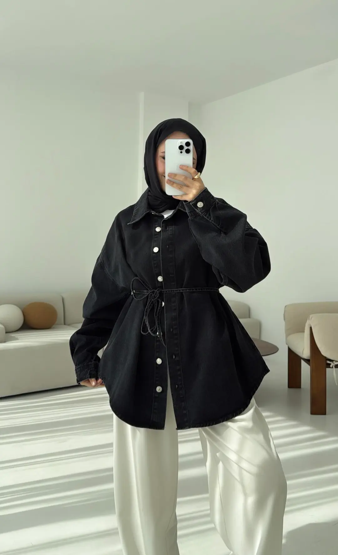 Yıkamalı Siyah Denim Ceket - Görsel 4