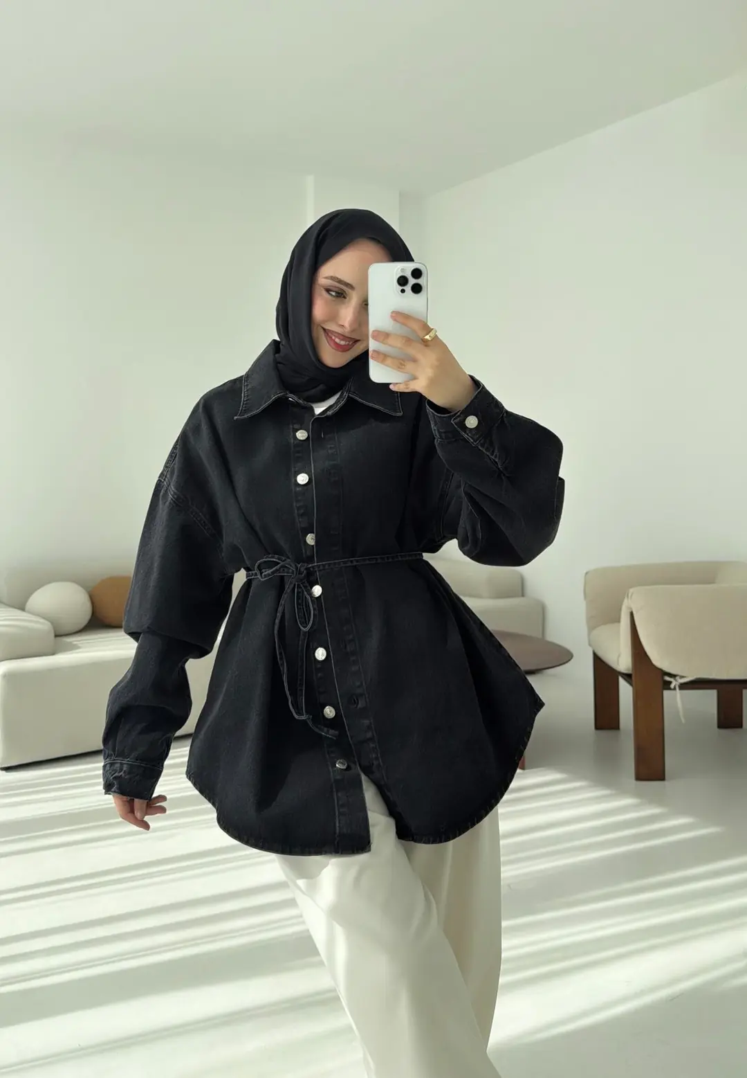 Yıkamalı Siyah Denim Ceket - Görsel 6